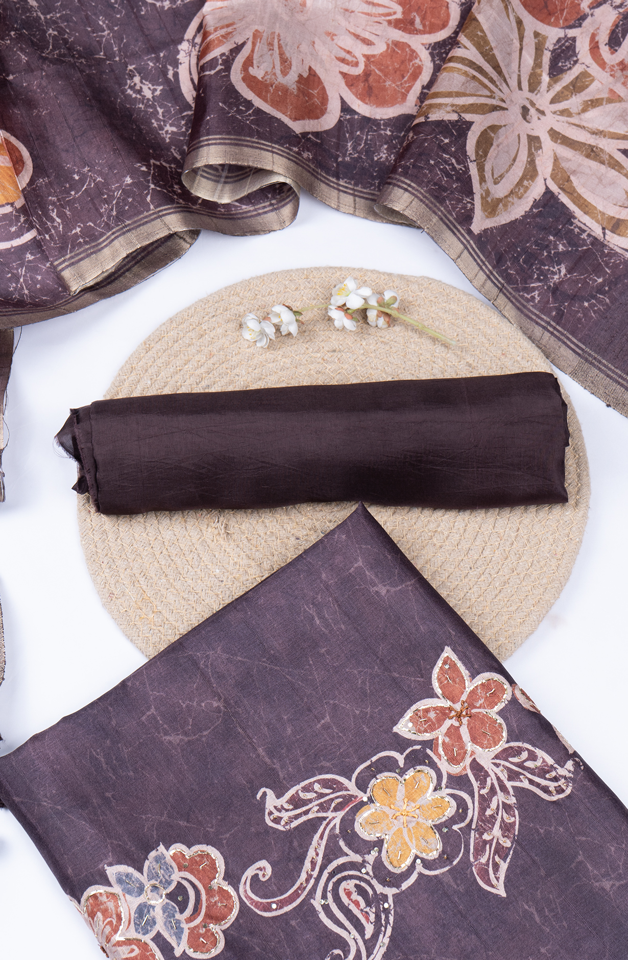 Wine Silk Printed Suit with Silk Dupatta - R157-SPR2406A