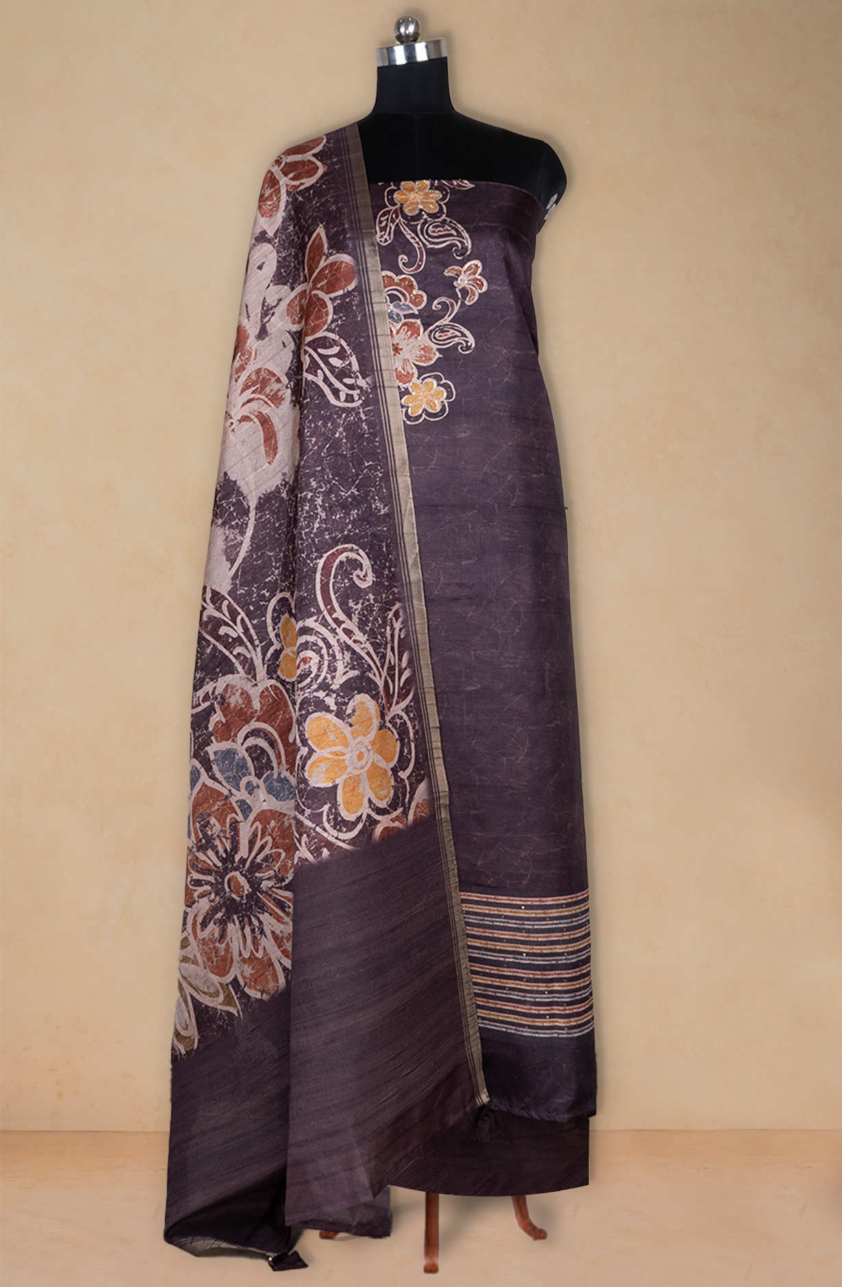 Wine Silk Printed Suit with Silk Dupatta - R157-SPR2406A