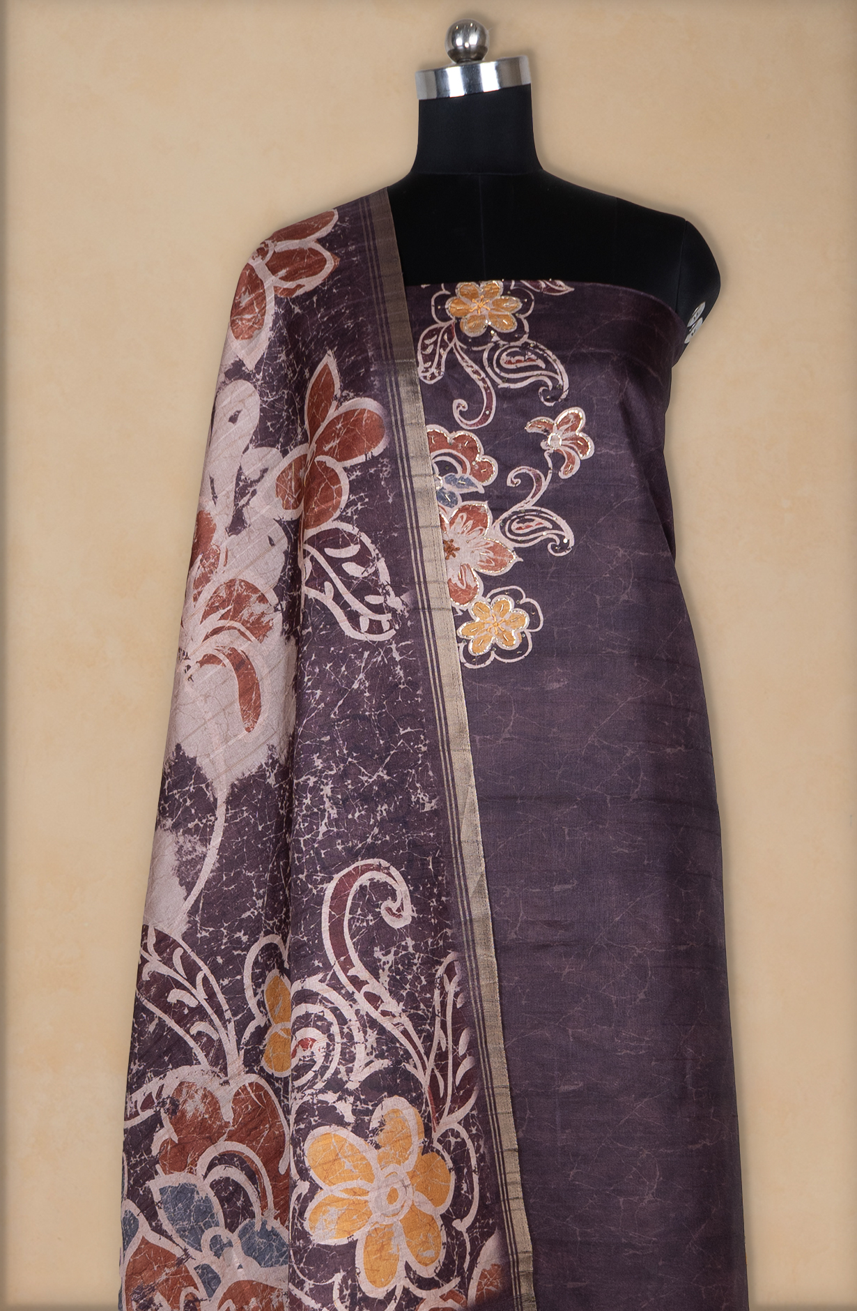 Wine Silk Printed Suit with Silk Dupatta - R157-SPR2406A