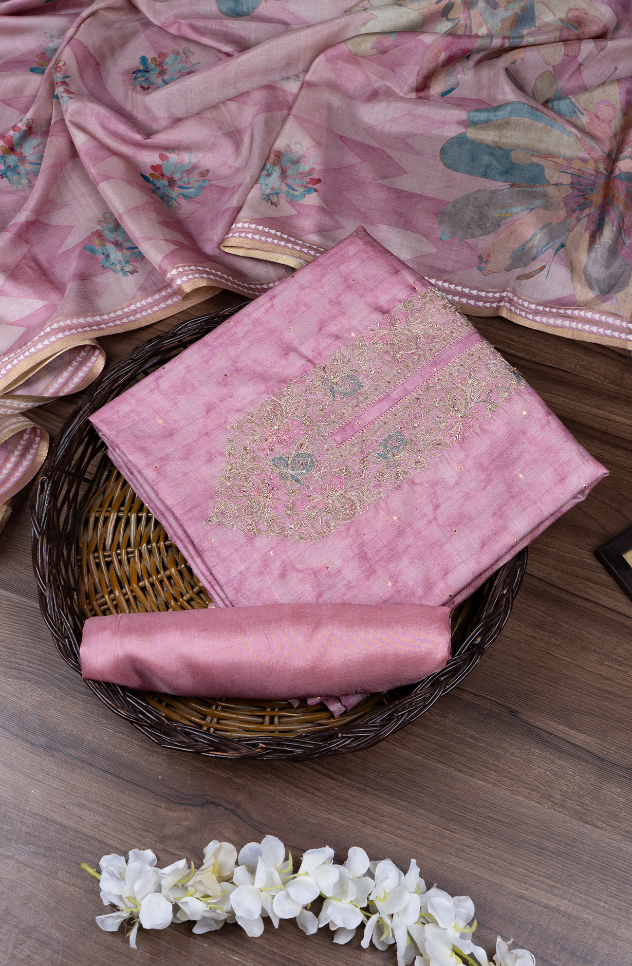Pink Silk Printed Suit with Silk Dupatta - R157-SPR2408