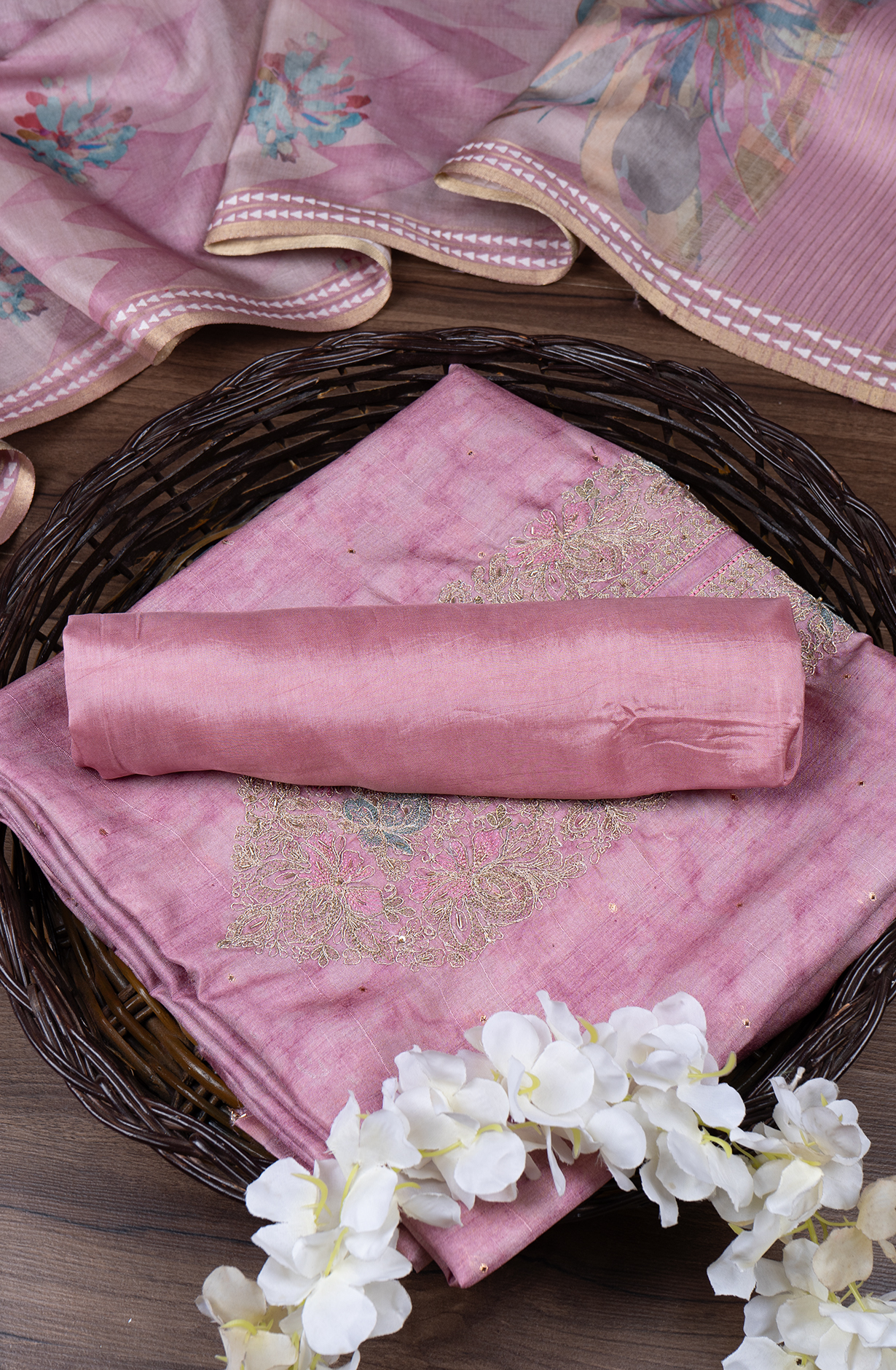 Pink Silk Printed Suit with Silk Dupatta - R157-SPR2408