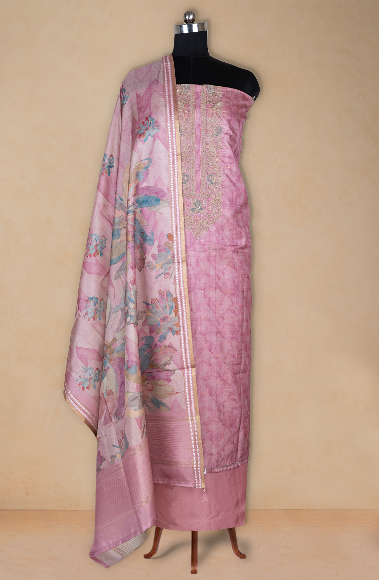 Pink Silk Printed Suit with Silk Dupatta - R157-SPR2408