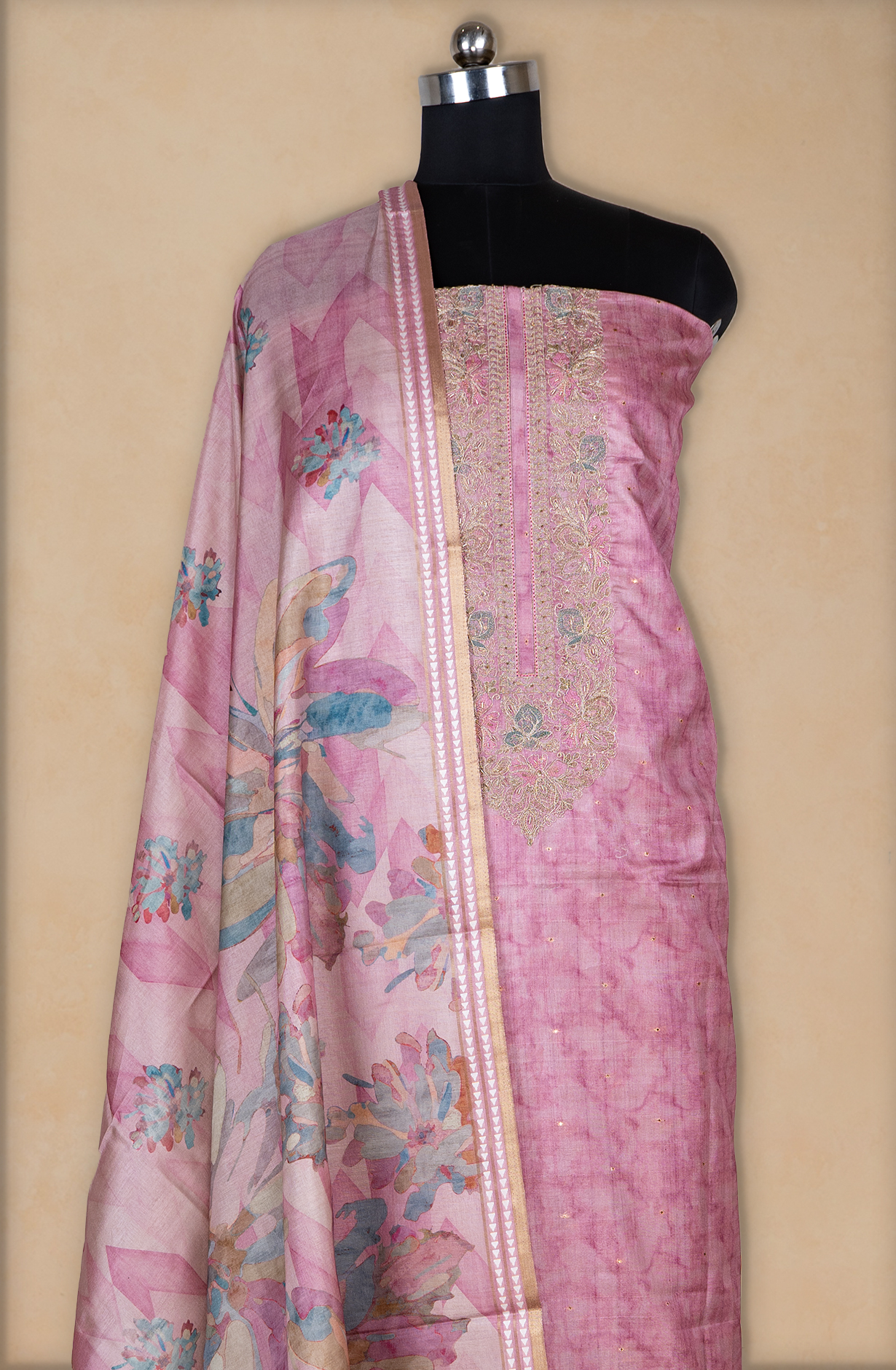 Pink Silk Printed Suit with Silk Dupatta - R157-SPR2408