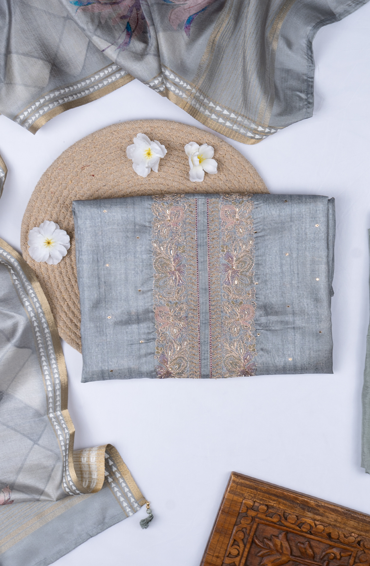 Sea Green Silk Printed Suit with Silk Dupatta - R157-SPR2408A