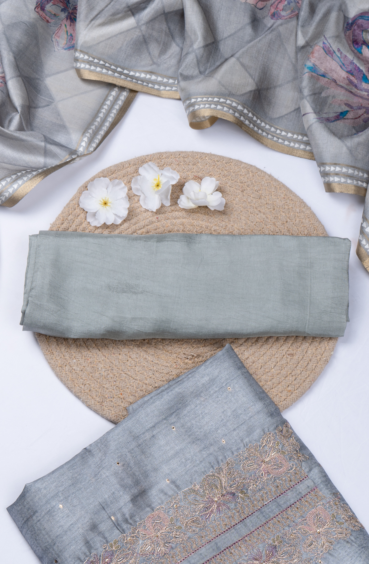 Sea Green Silk Printed Suit with Silk Dupatta - R157-SPR2408A