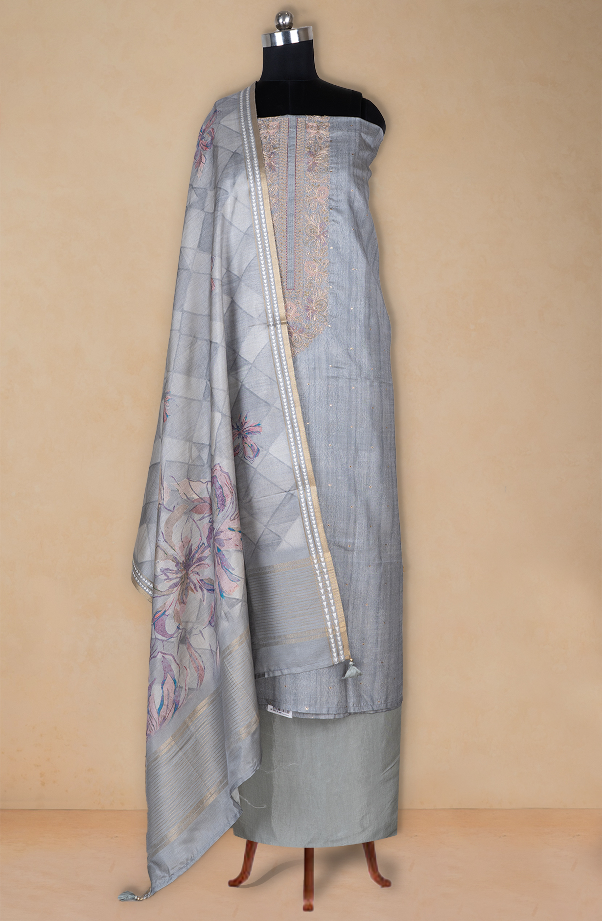 Sea Green Silk Printed Suit with Silk Dupatta - R157-SPR2408A