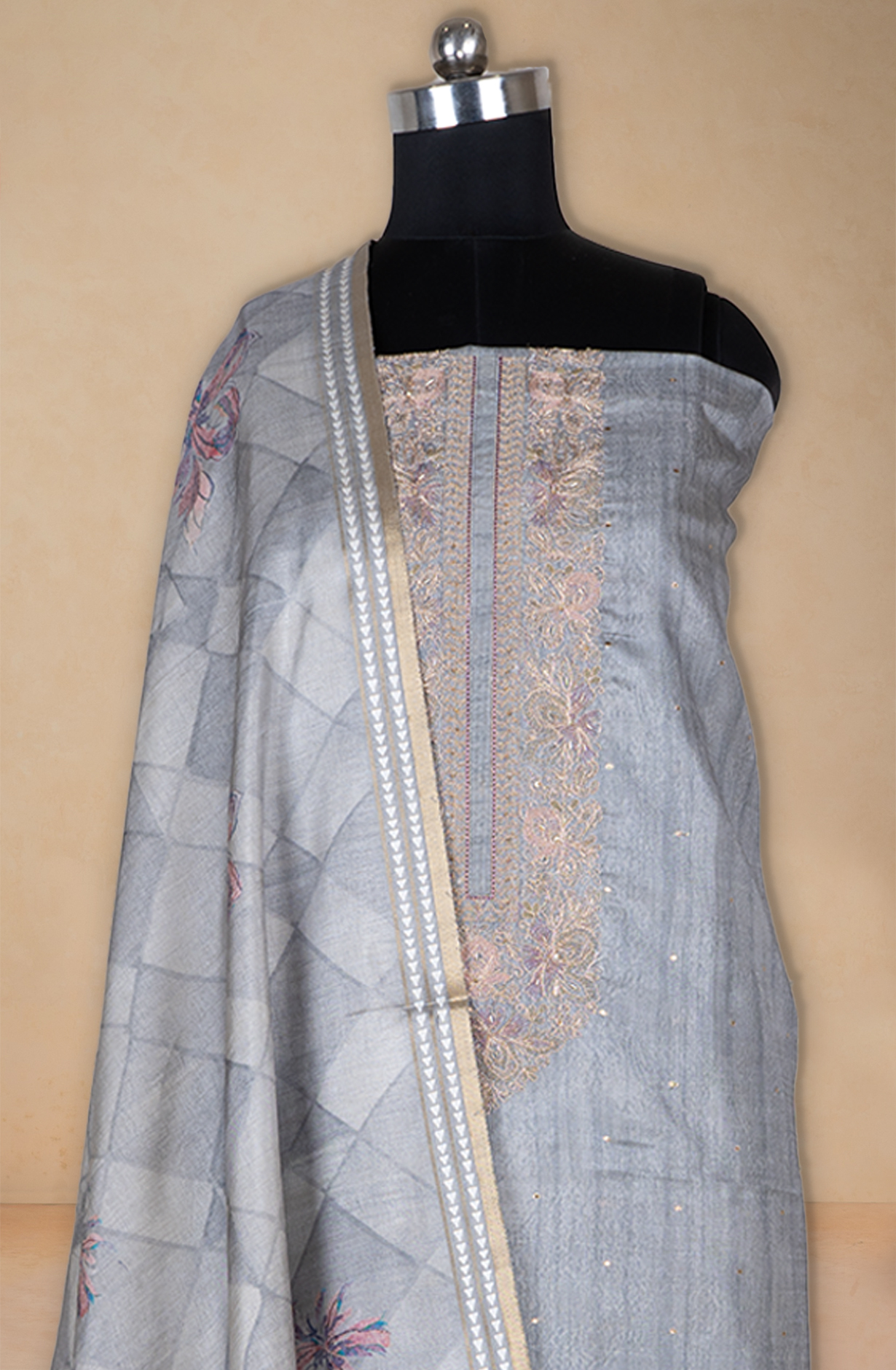Sea Green Silk Printed Suit with Silk Dupatta - R157-SPR2408A