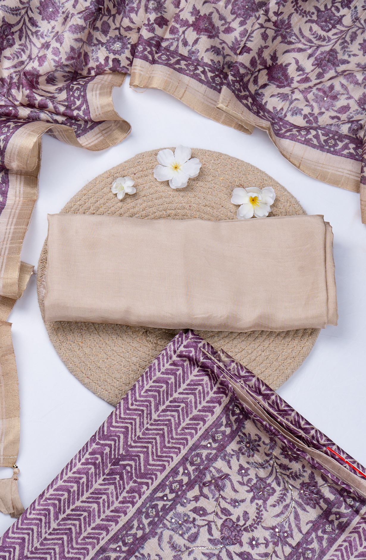 Purple Silk Printed Suit with Silk Dupatta - R157-SPR2413