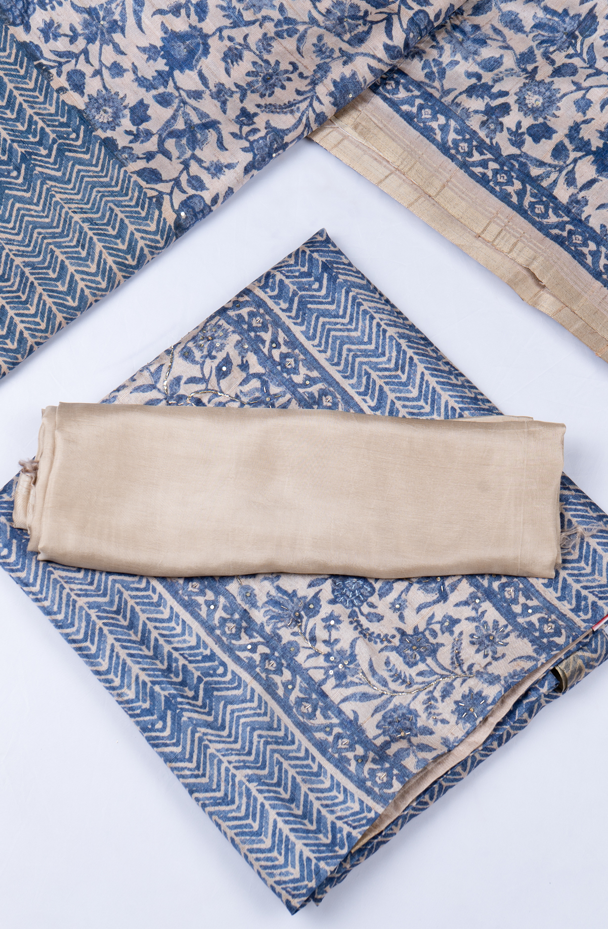 Blue Silk Printed Suit with Silk Dupatta - R157-SPR2413A