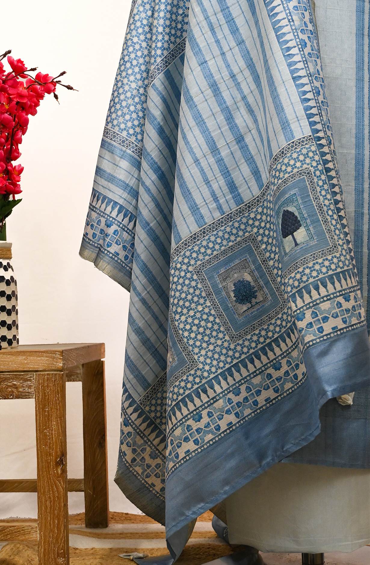 Blue Art Tussar Suit Set with Dupatta - R157-SPR2414A