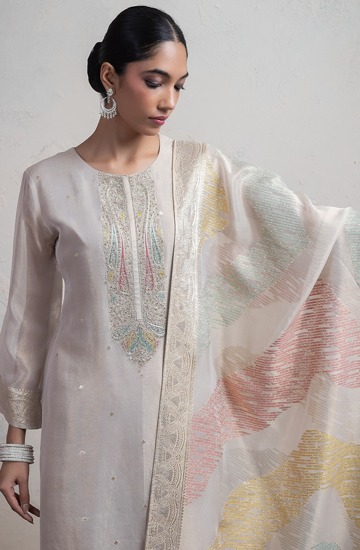 Mauve Silk Tissue Jacquard Unstitch Suit Set with Dupatta - R157-SPR2418