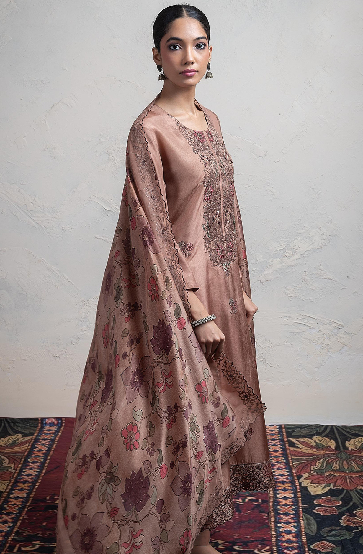 Brown Otha Silk Suit Set with Ho Silk Dupatta - R157-SPR2445