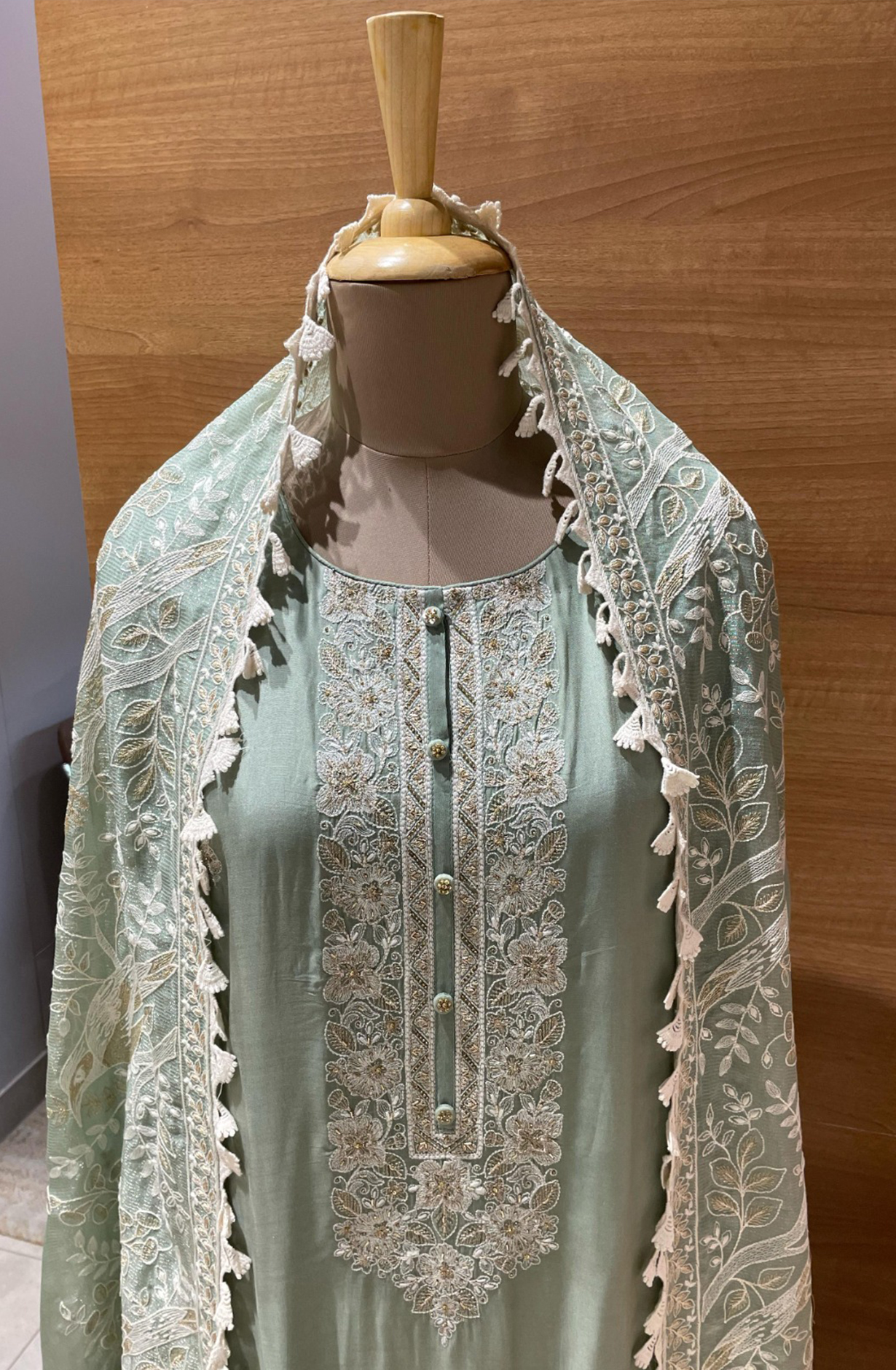 Linen Embroidered Salwar Kameez with Dupatta - R157-SPRKSR15