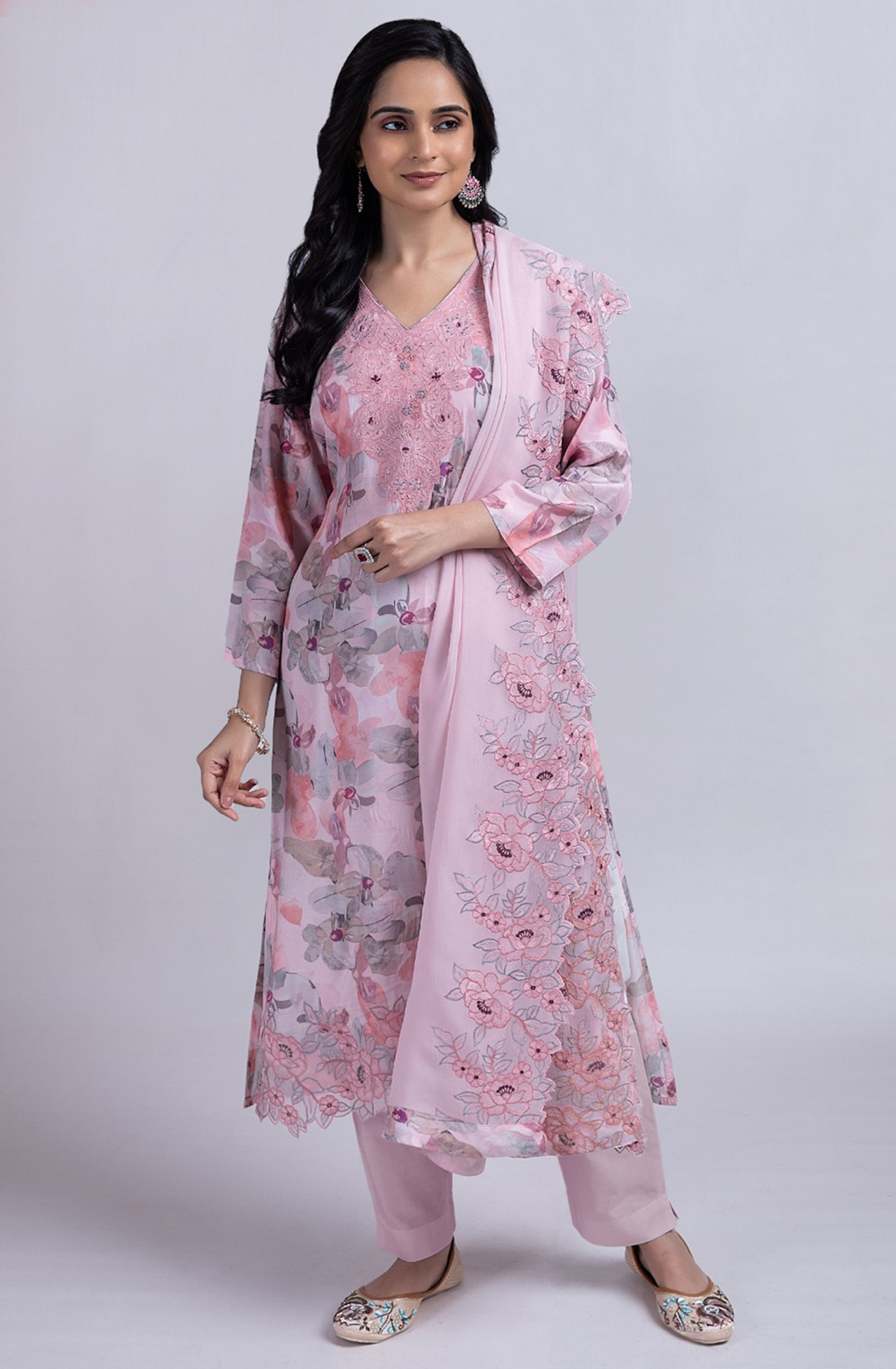 Muslin Printed Salwar Kameez with Dupatta - R157-SVE2214