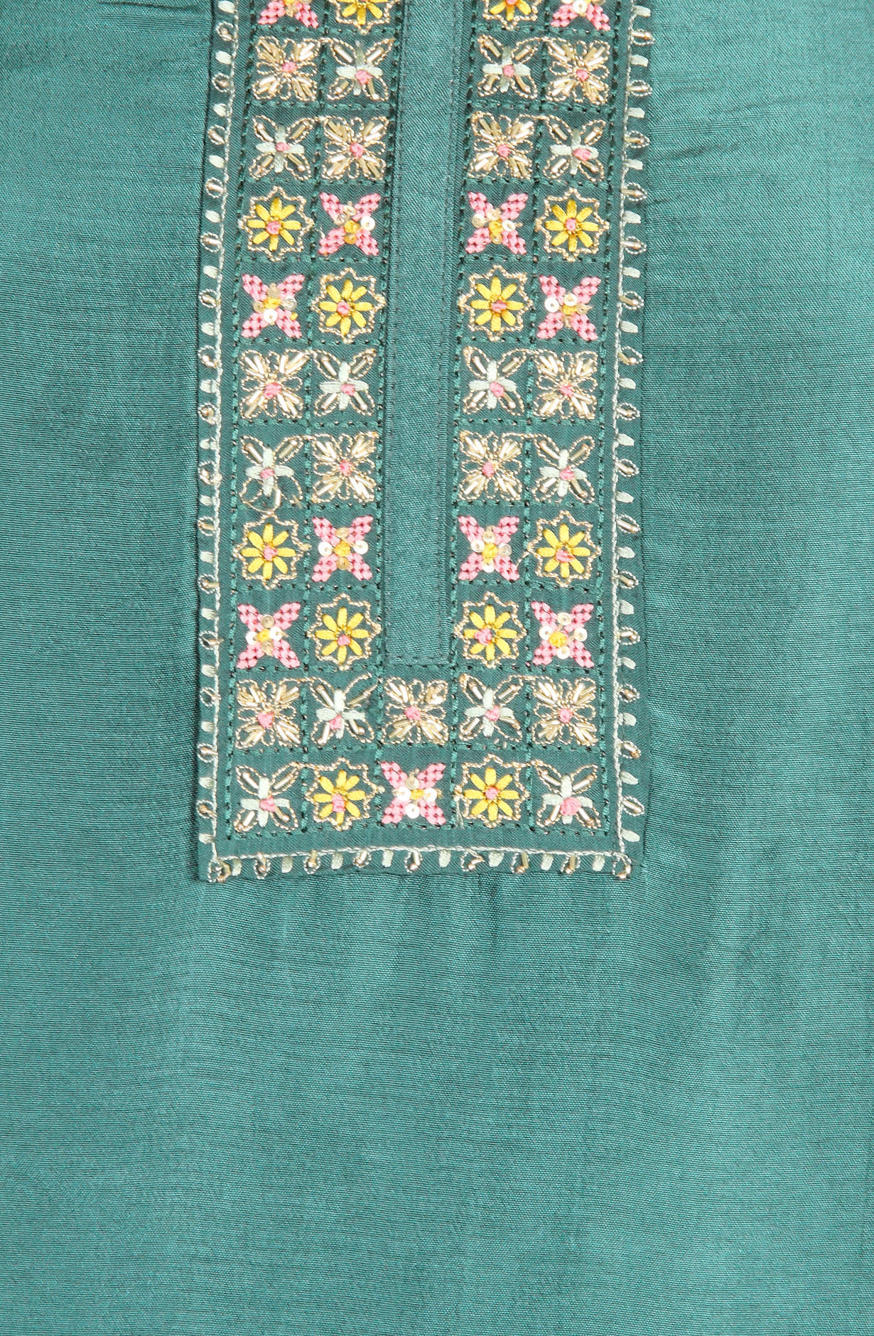 Bottle Green Russian Silk Exclusive Unstitched Suit-set with Organza Dupatta - R157SPR-1317