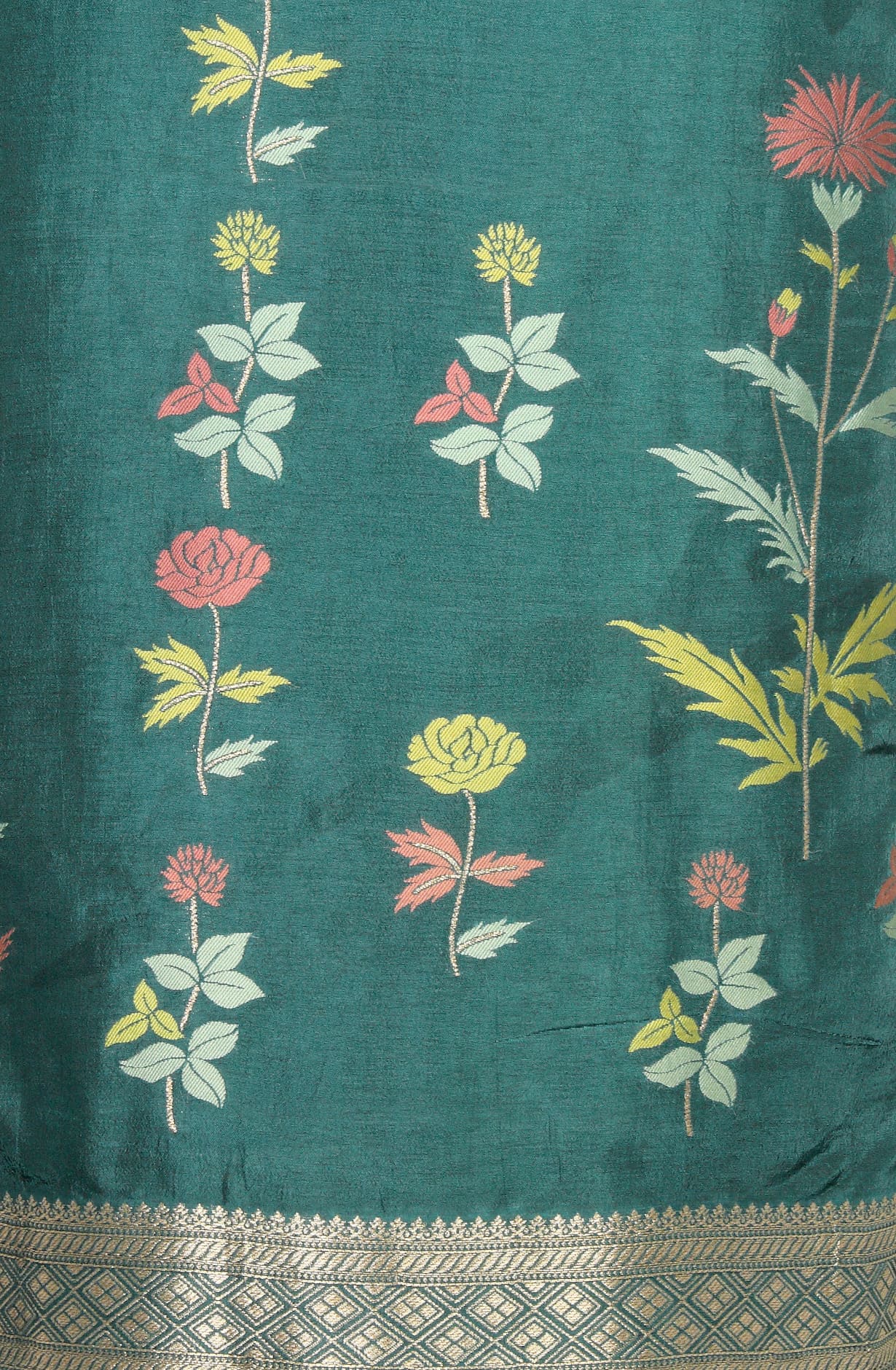 Bottle Green Russian Silk Exclusive Unstitched Suit-set with Organza Dupatta - R157SPR-1317