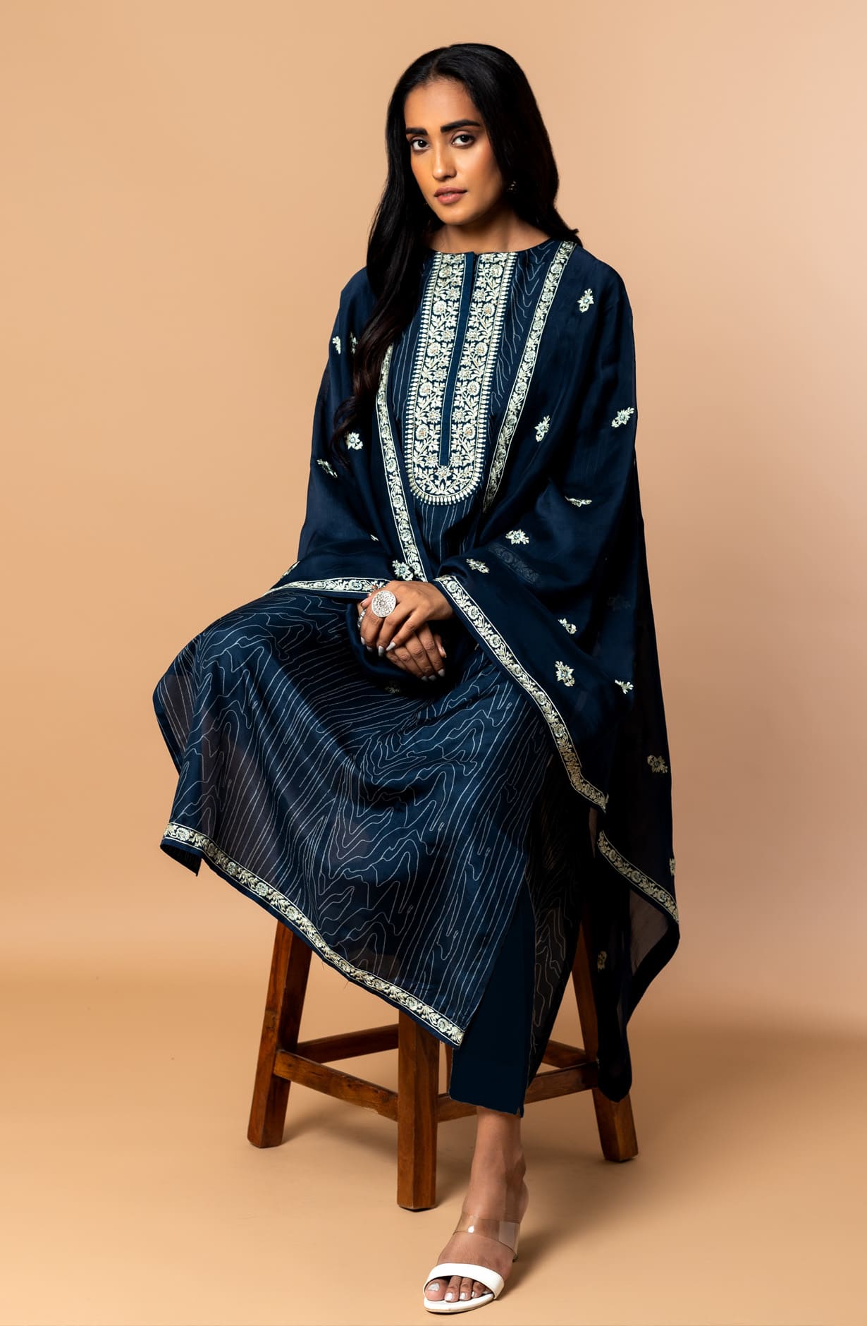 Designer Blue Modal Exclusive Unstitched Salwar Kameez Suit-set - R157SPR-1286A