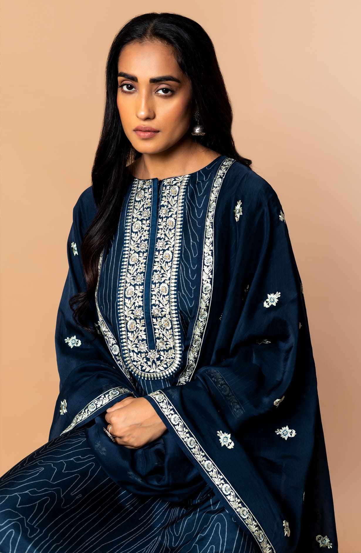 Designer Blue Modal Exclusive Unstitched Salwar Kameez Suit-set - R157SPR-1286A