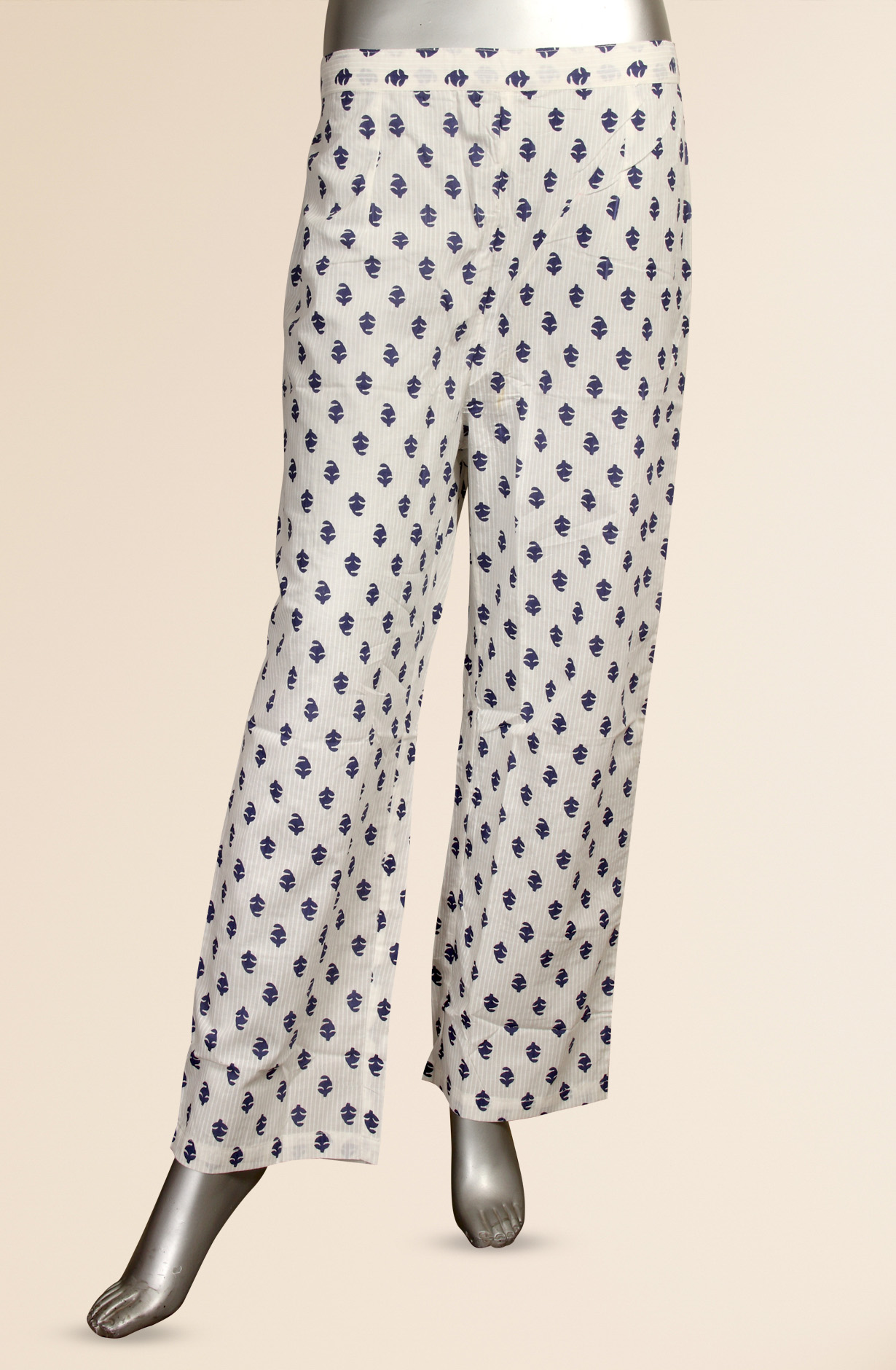 Pastel Blue Printed Cotton Kurti with Pants - R180-CHAYA