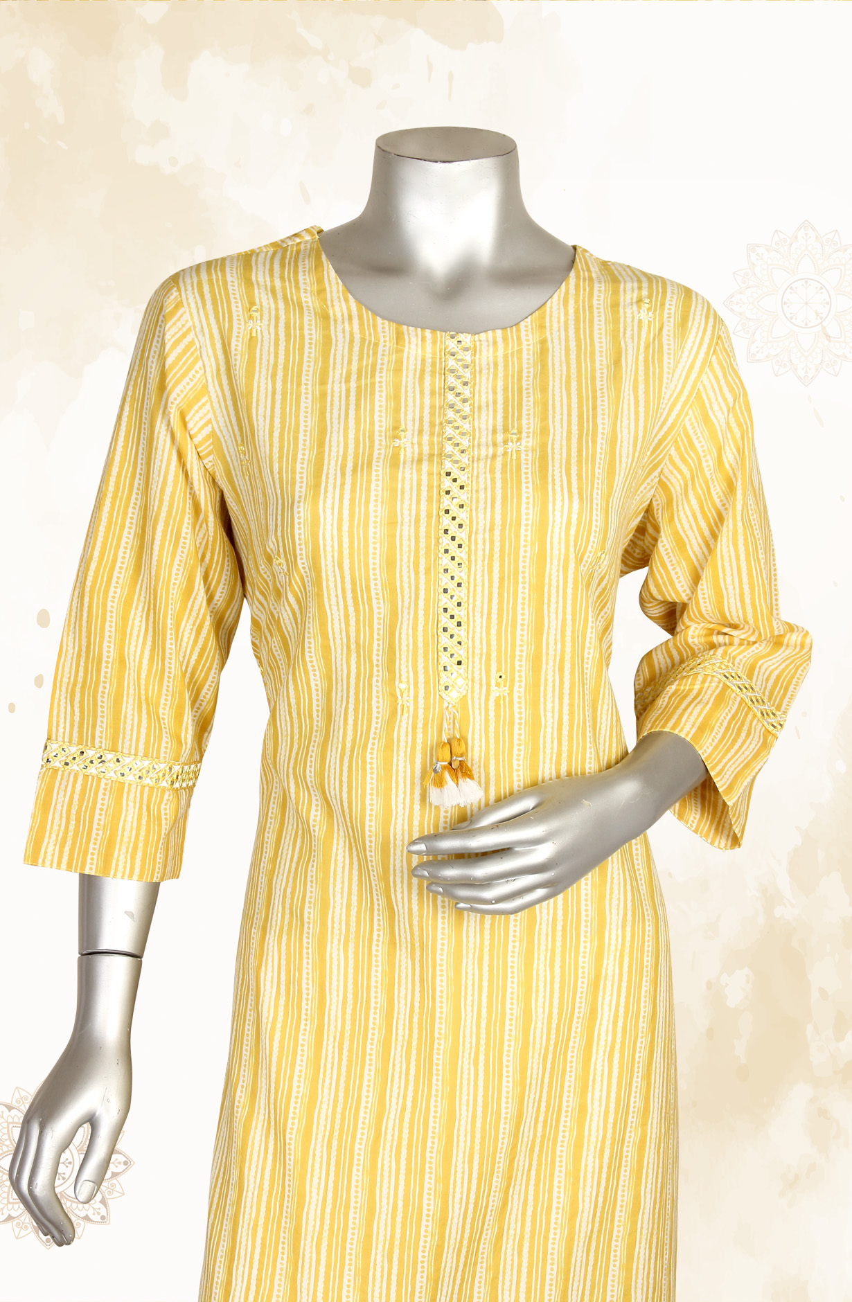 Mustard A-Line Printed Cotton Kurti - R180-EKTA-8C