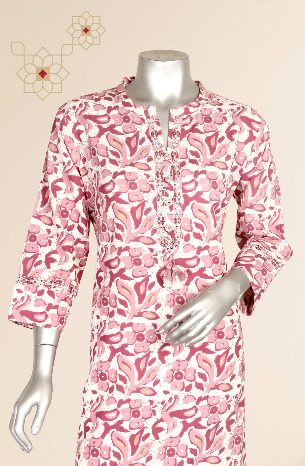 Mauve Women A-Line Printed Cotton Kurti - R180-PRISHA-A