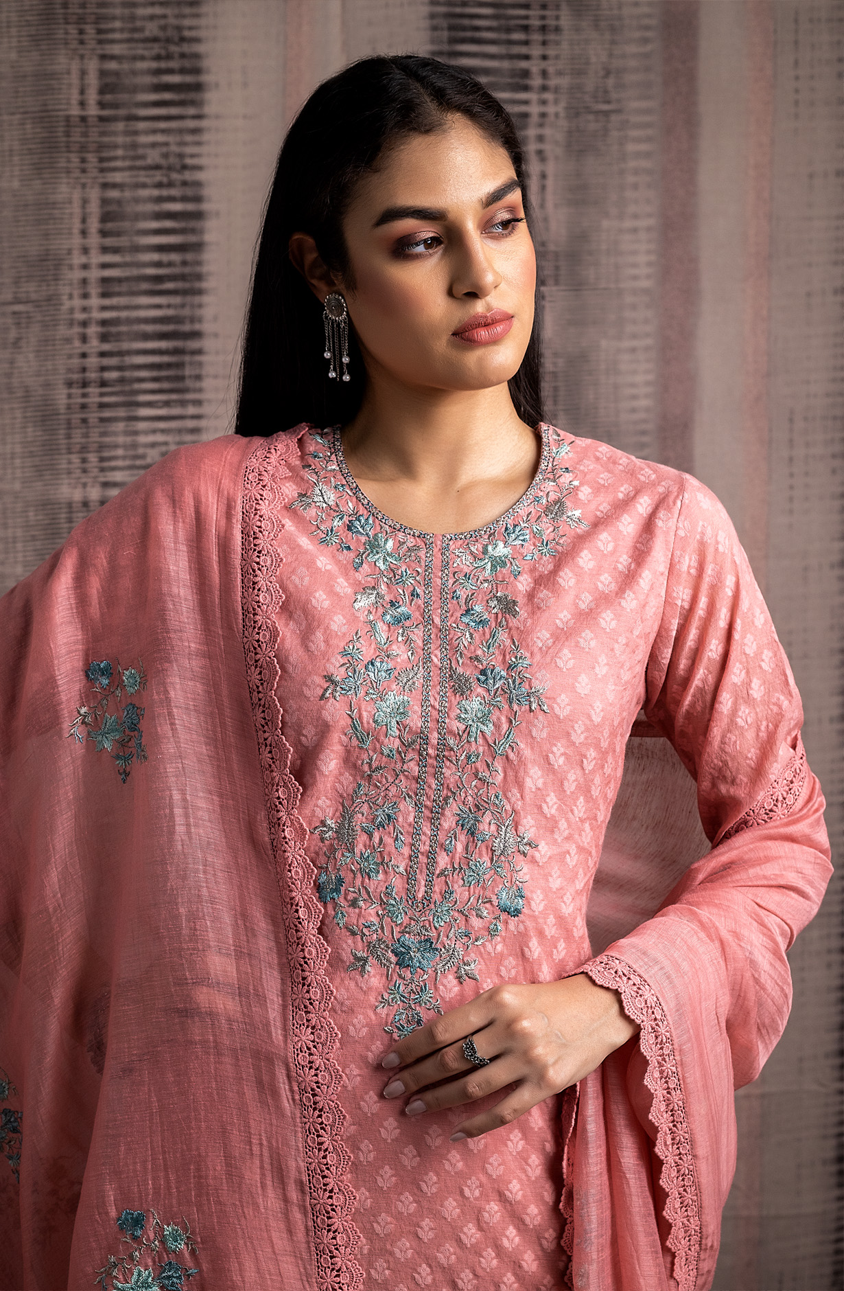 Pink Chanderi Cotton Unstitched Beautiful Embroidered Salwar Kameez - RAA1950B