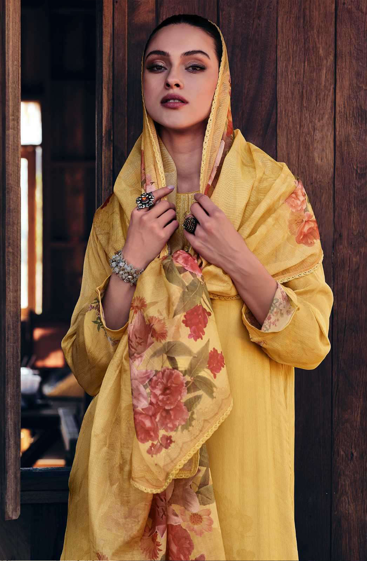 Yellow Cotton Digital Printed Unstitched Salwar Suit with Trendy Dupatta - RAD1002