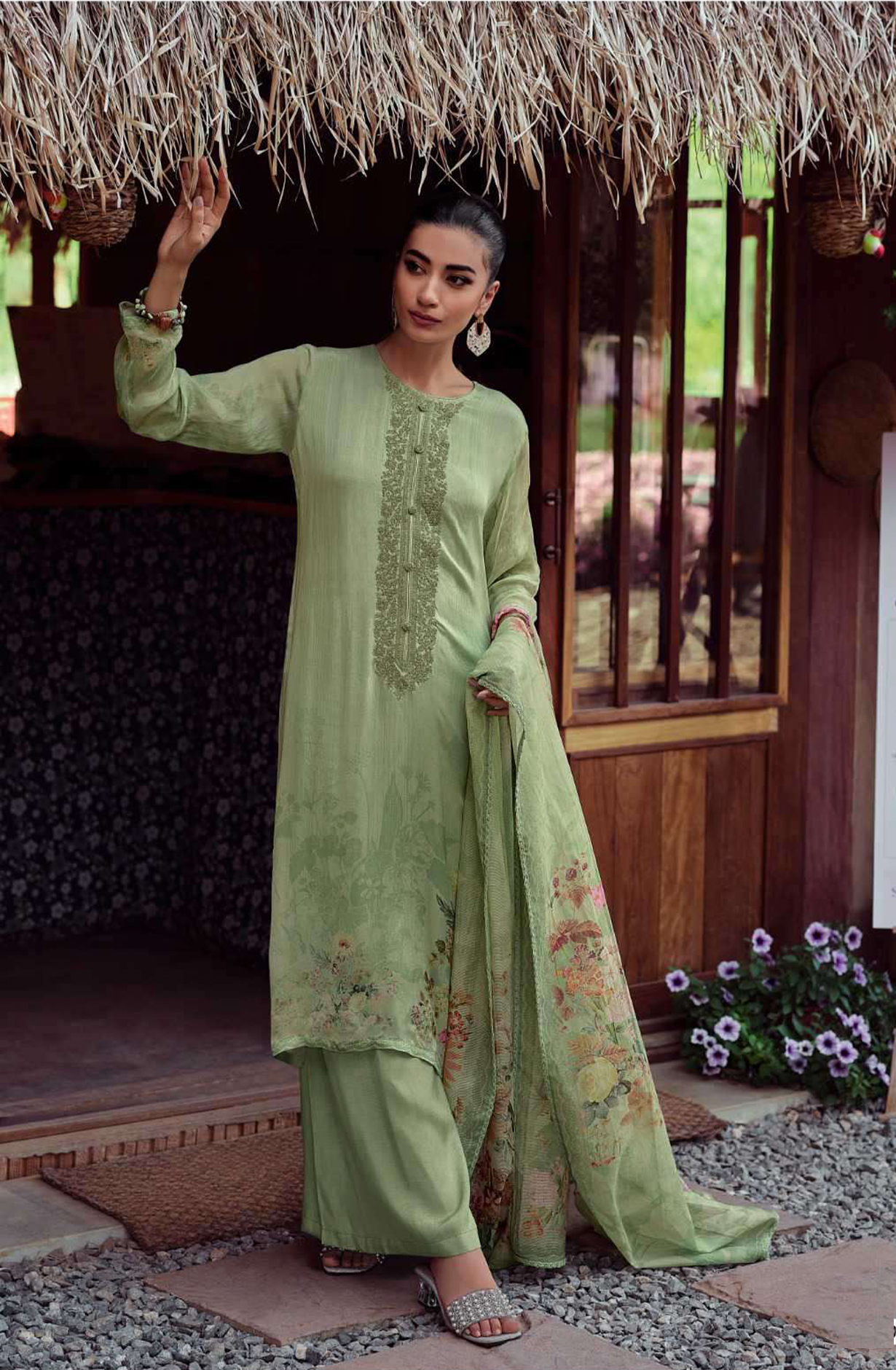 Green Cotton Digital Printed Unstitched Salwar Suit with Trendy Dupatta - RAD1004
