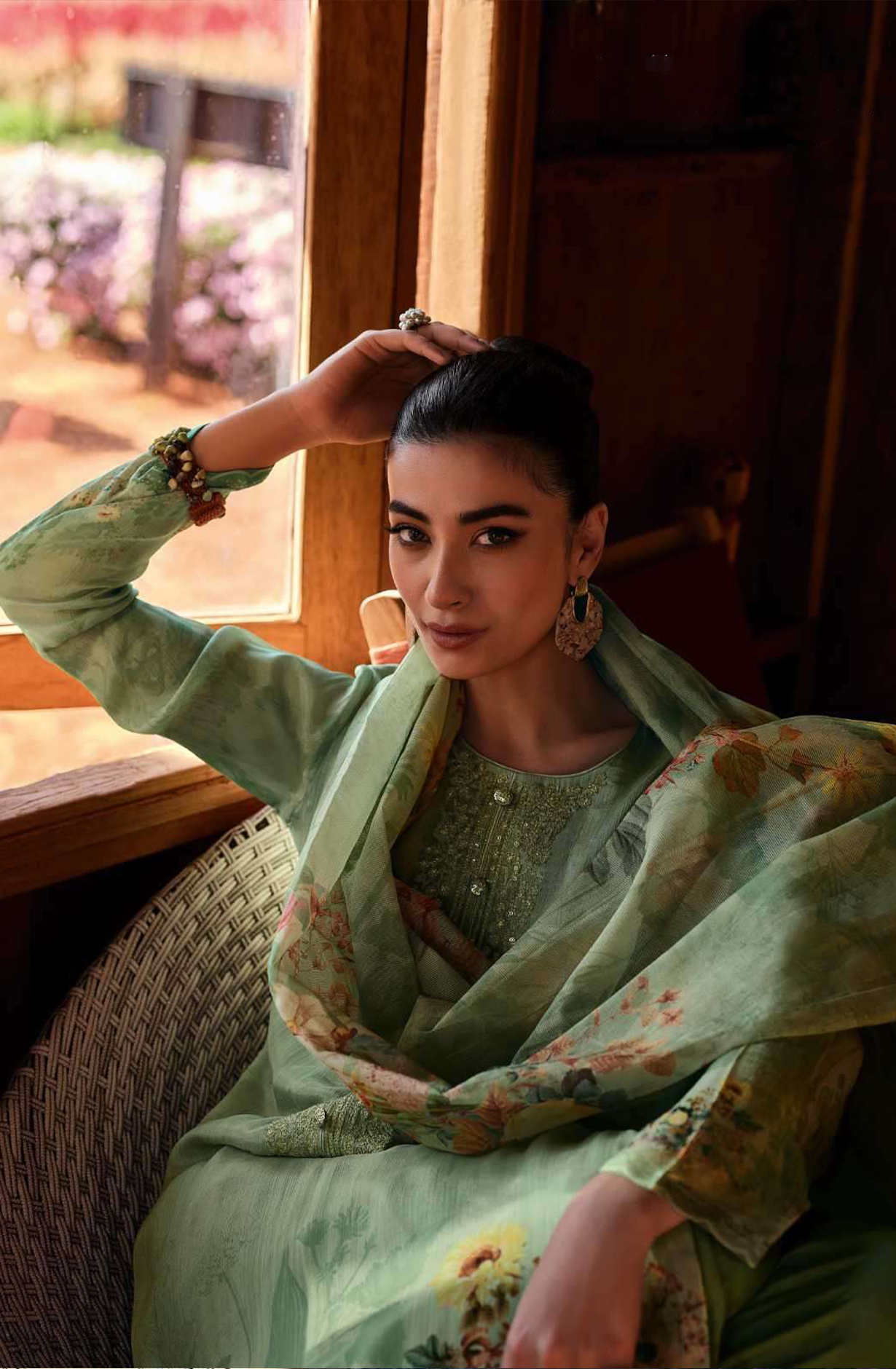 Green Cotton Digital Printed Unstitched Salwar Suit with Trendy Dupatta - RAD1004