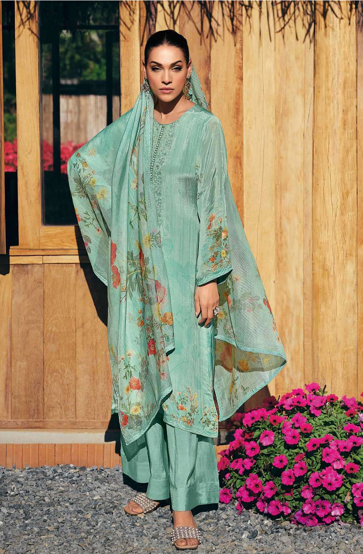 Sea Green Cotton Digital Printed Unstitched Salwar Suit with Trendy Dupatta - RAD1006