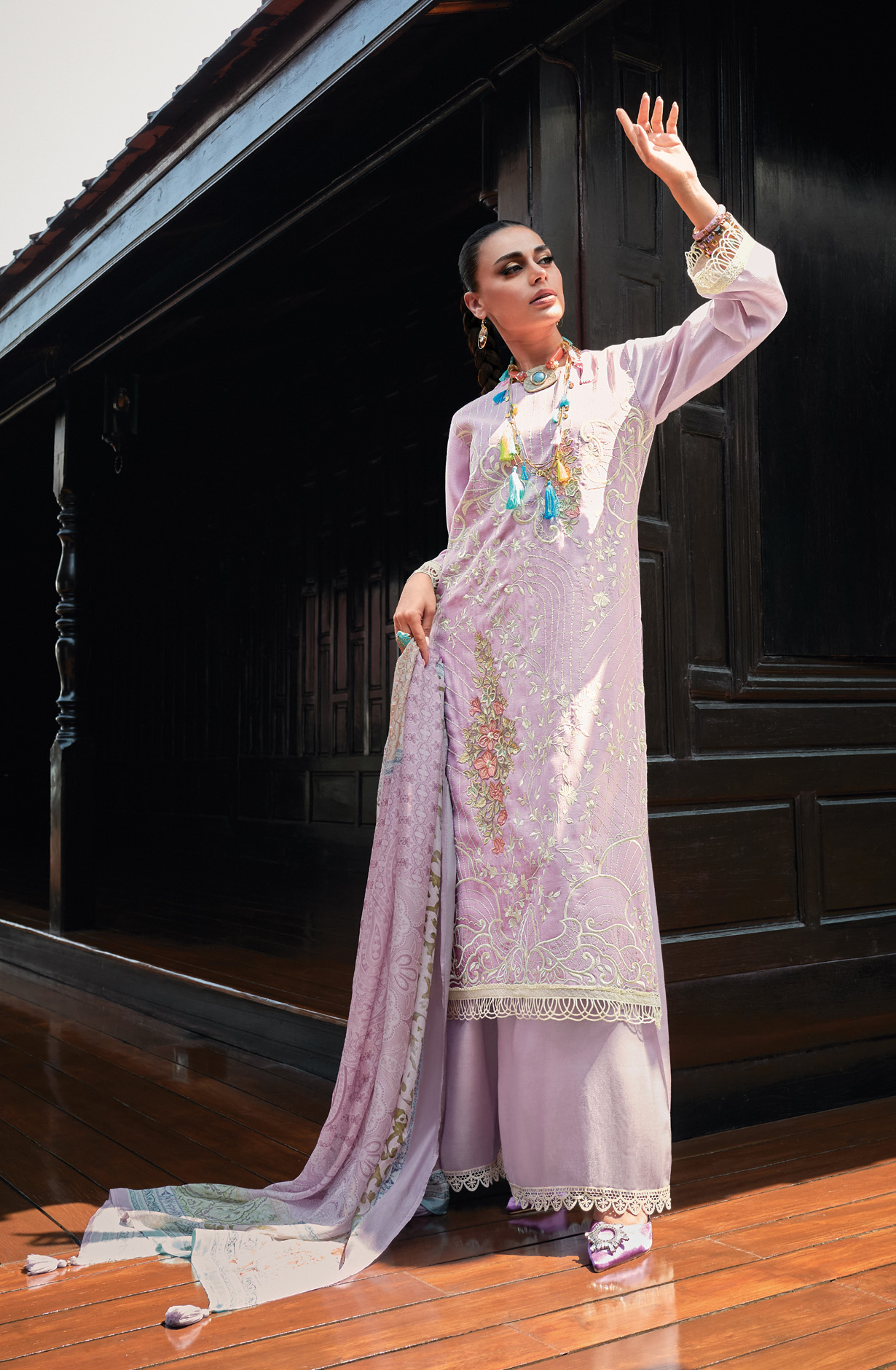 Lavender Designer Muslin Silk Embroidered Salwar Kameez - RANJ01