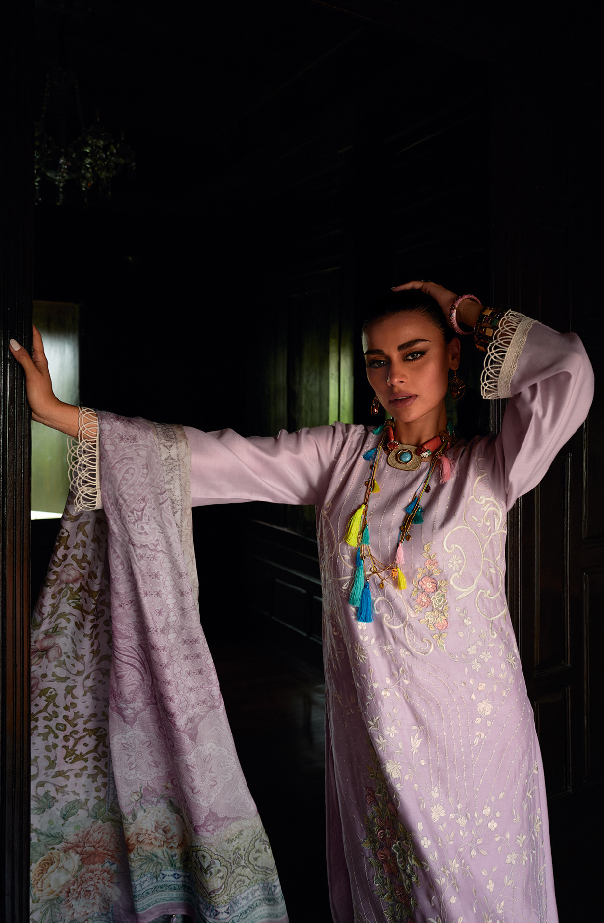 Lavender Designer Muslin Silk Embroidered Salwar Kameez - RANJ01