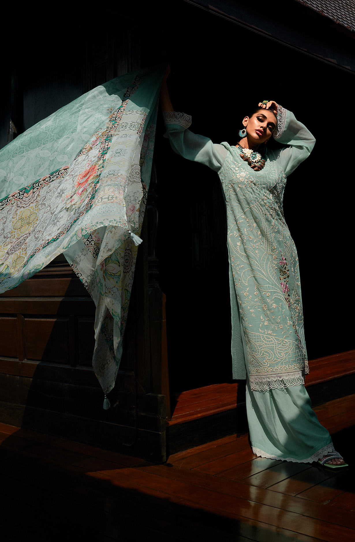 Pastel Green Designer Muslin Silk Embroidered Salwar Kameez - RANJ02