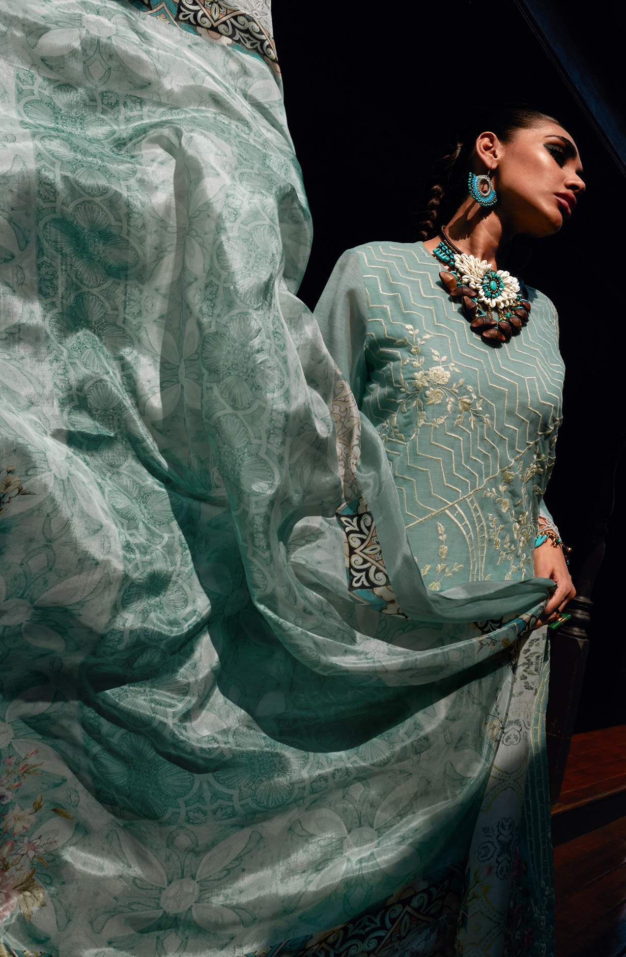 Pastel Green Designer Muslin Silk Embroidered Salwar Kameez - RANJ02
