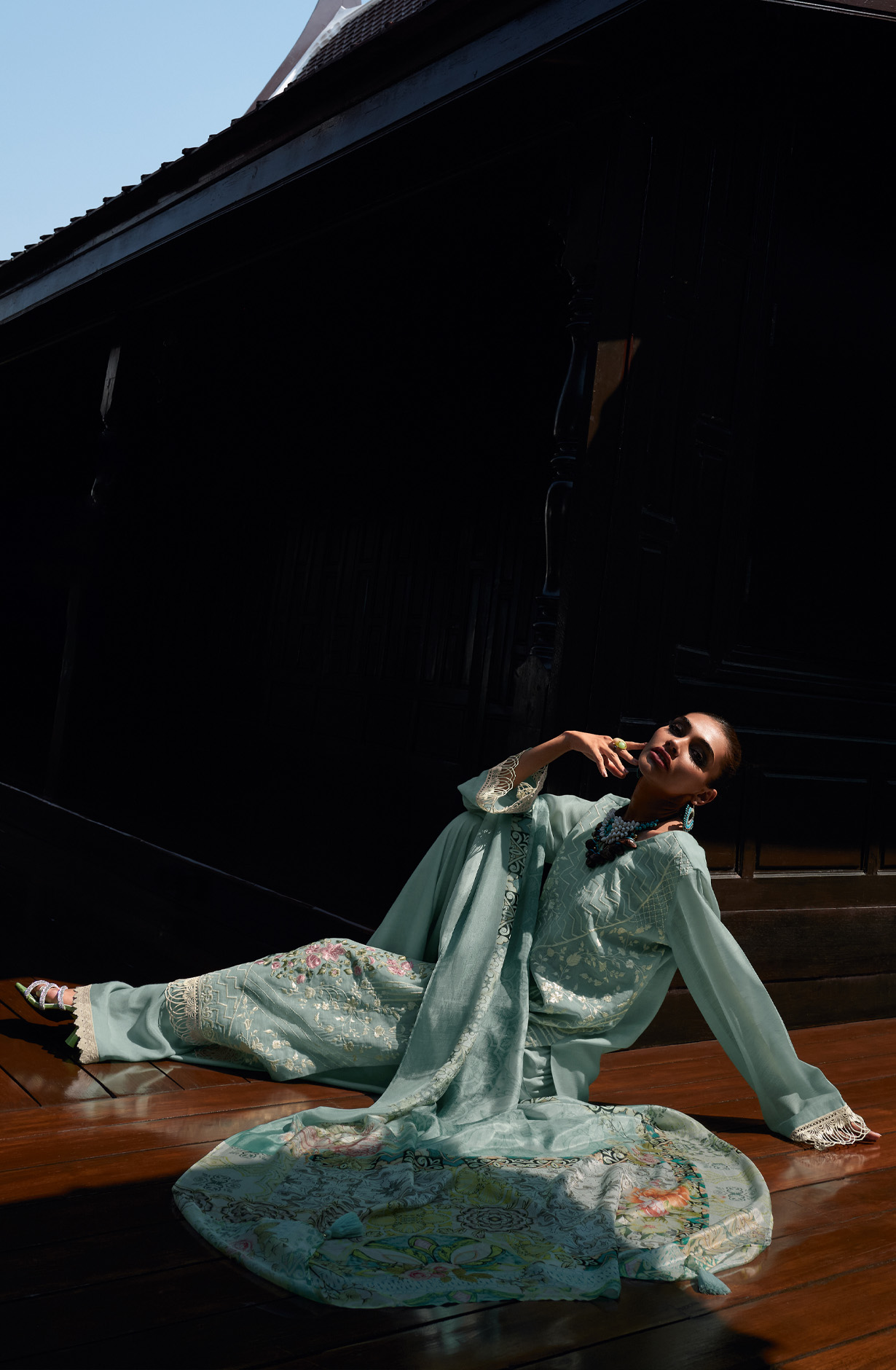 Pastel Green Designer Muslin Silk Embroidered Salwar Kameez - RANJ02