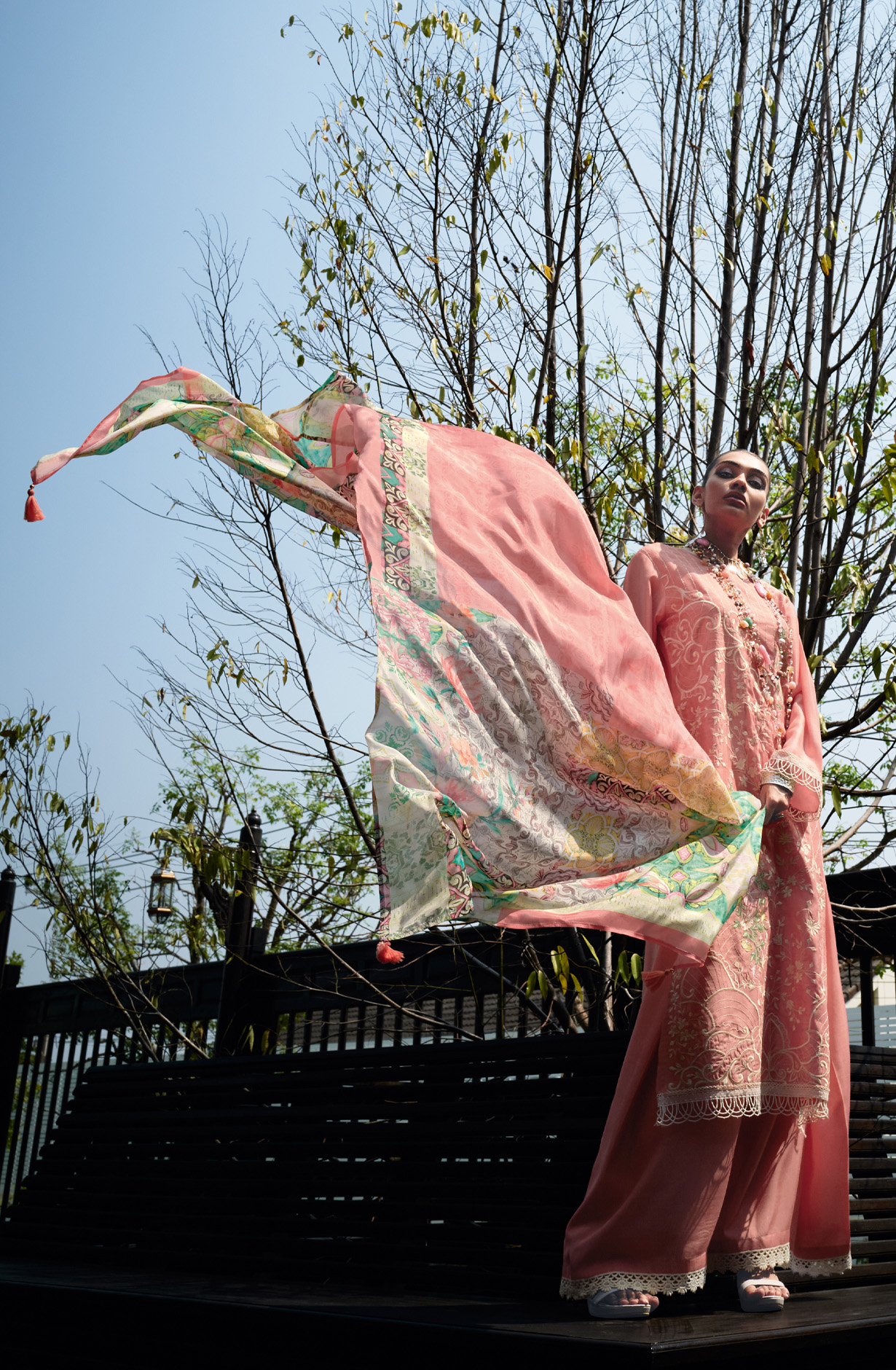 Peach Designer Muslin Silk Embroidered Salwar Kameez - RANJ03