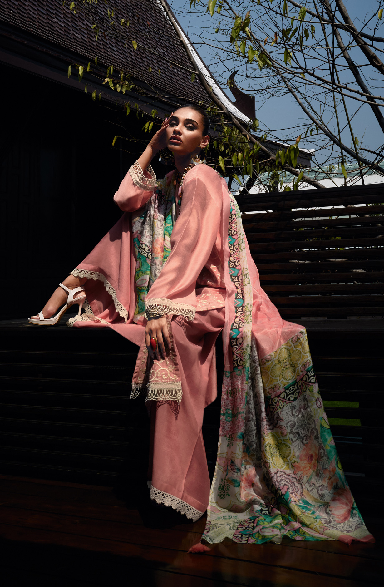 Peach Designer Muslin Silk Embroidered Salwar Kameez - RANJ03