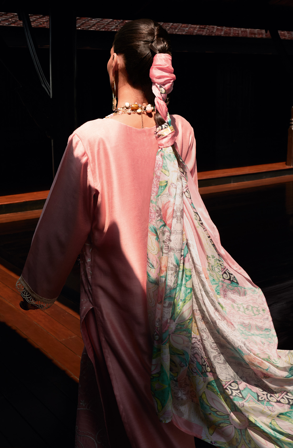 Peach Designer Muslin Silk Embroidered Salwar Kameez - RANJ03