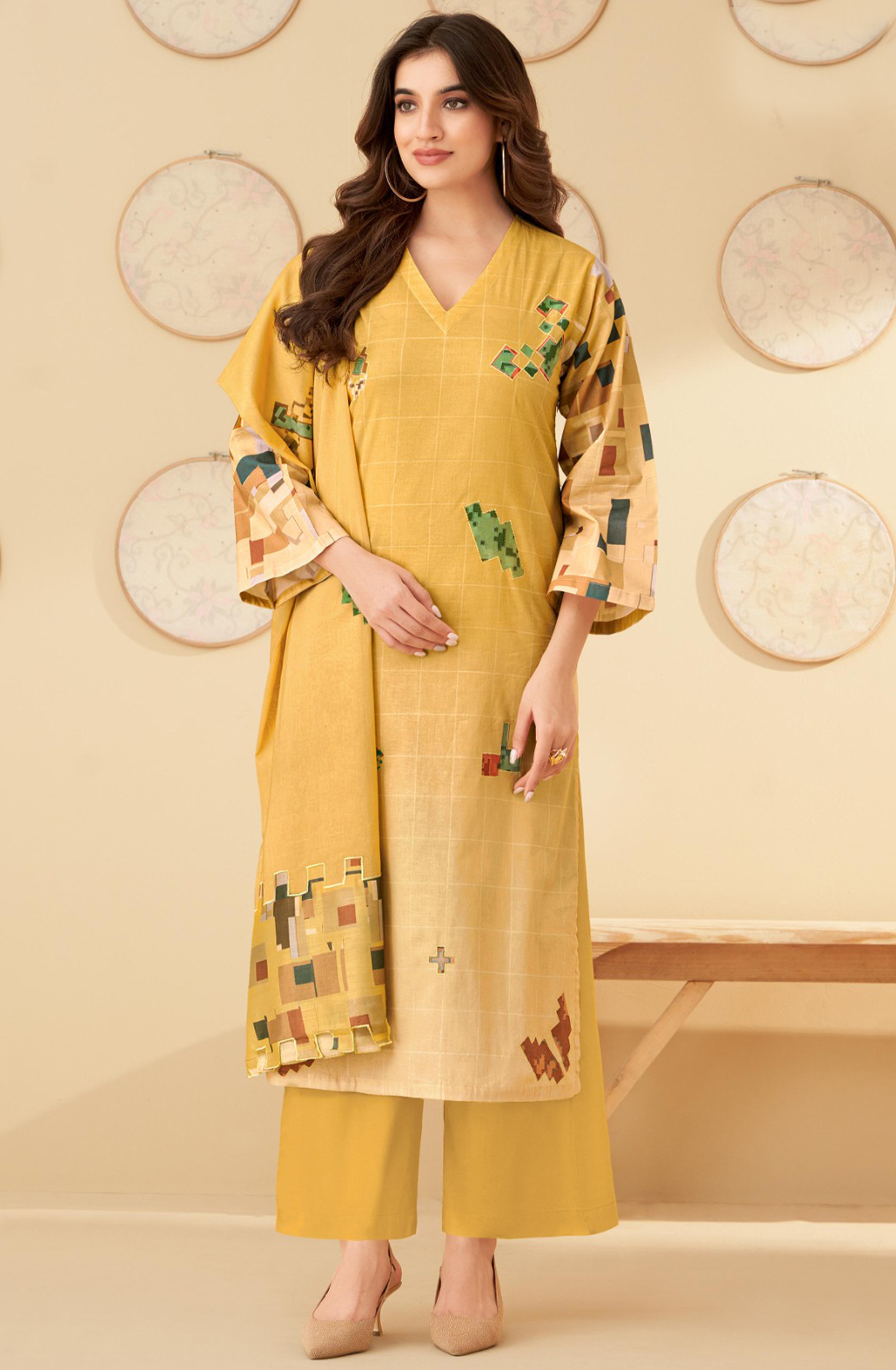 Mustard Digital Printed Cotton Lawn Suit Set - RAY436