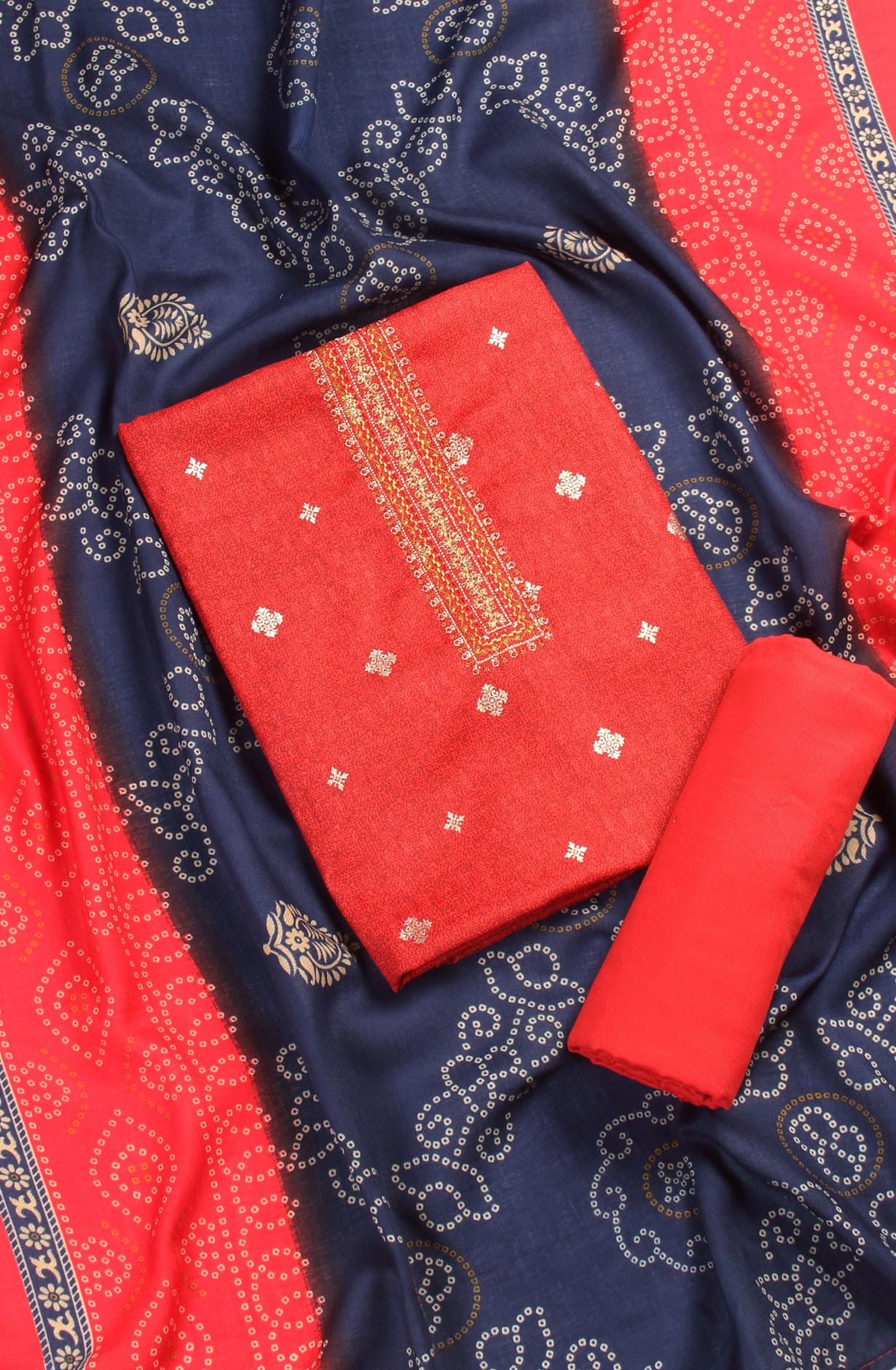 Red Pashmina Winterwear Unstitched Salwar Kameez - SMA2006