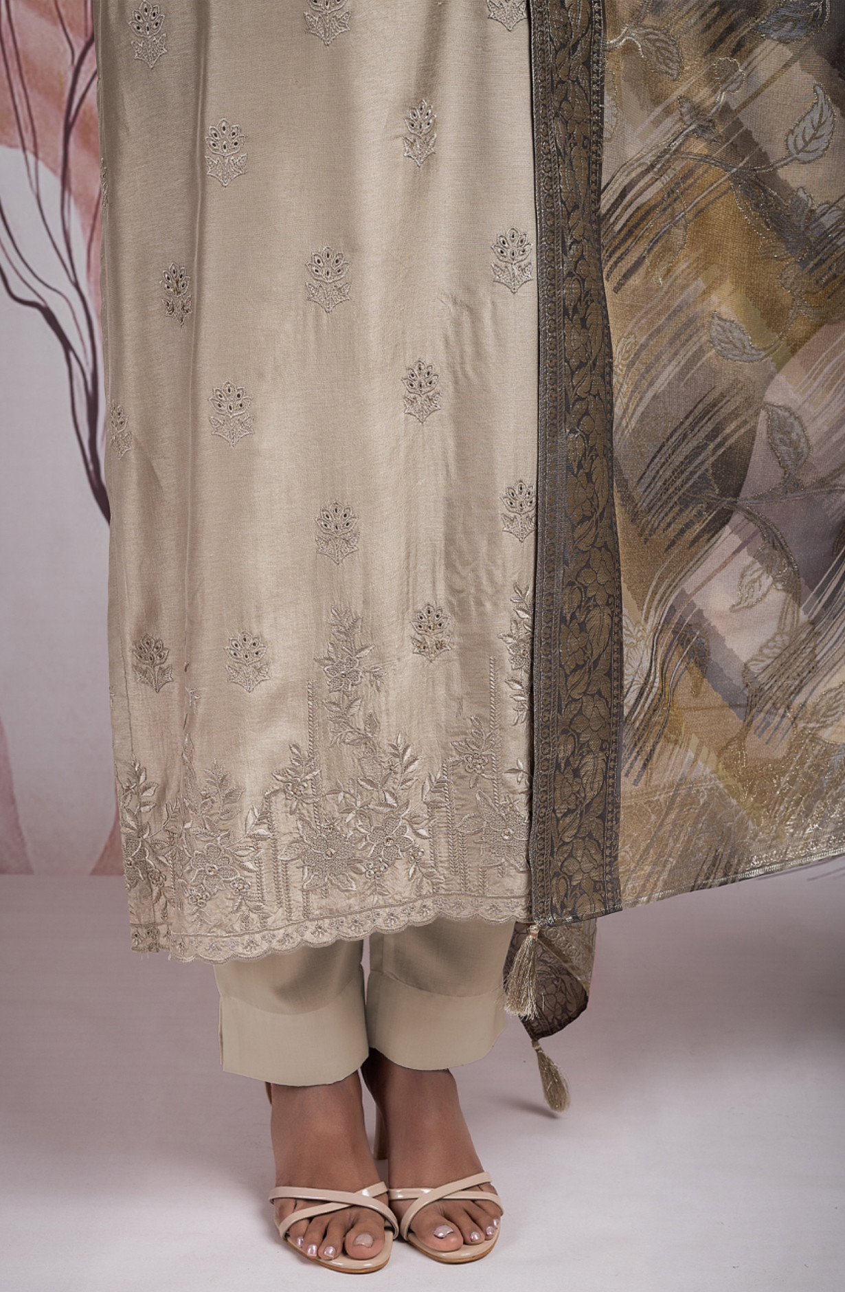 Silk Suit Set with Beautiful Tissue Silk Dupatta - REH2394