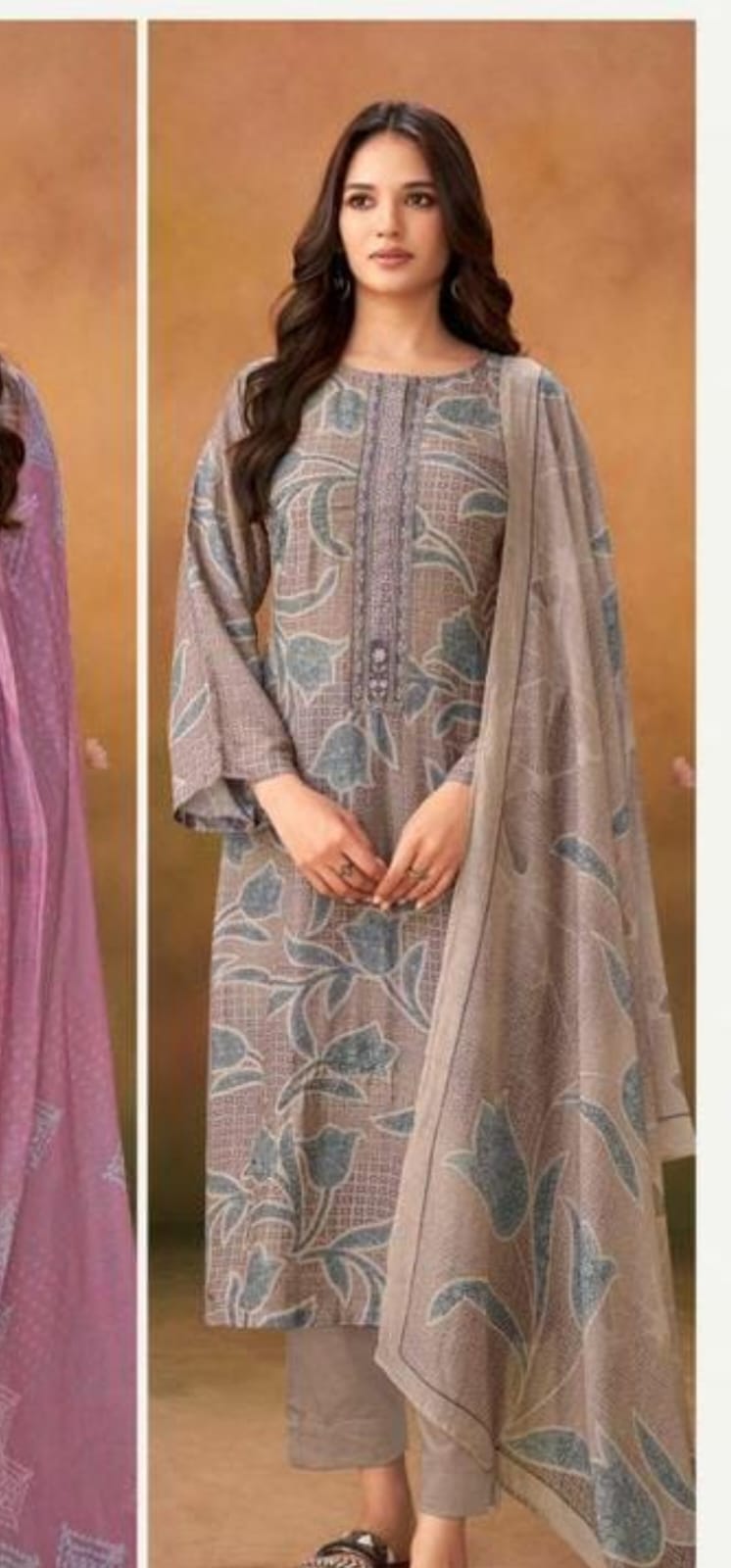 Muslin Beautiful Brown Suit Set with Dupatta - RIC525