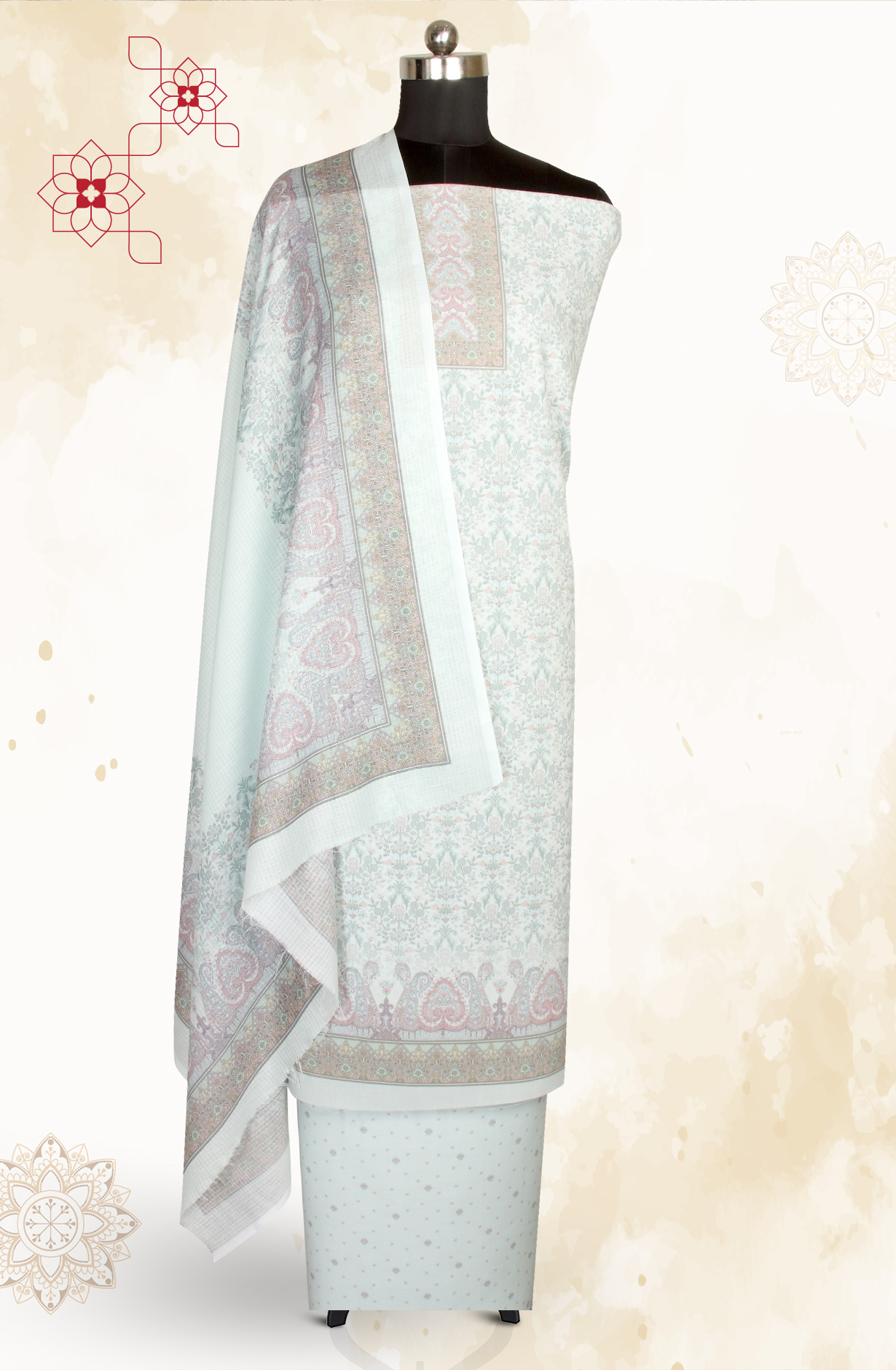 Sea Green Cotton Voile Digital Printed Salwar Suit - RIV1202F