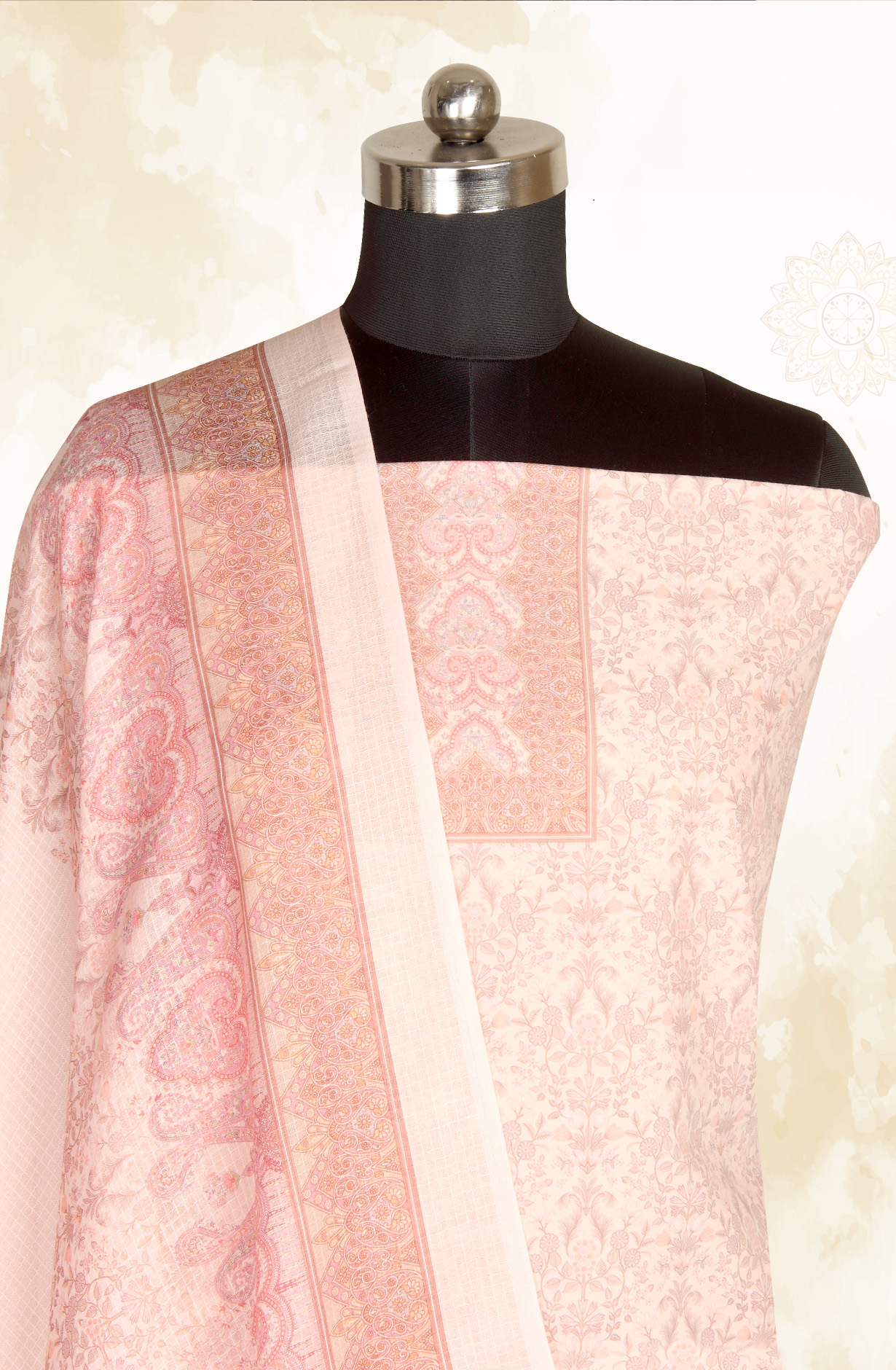 Peach Cotton Voile Digital Printed Salwar Suit - RIV1202G