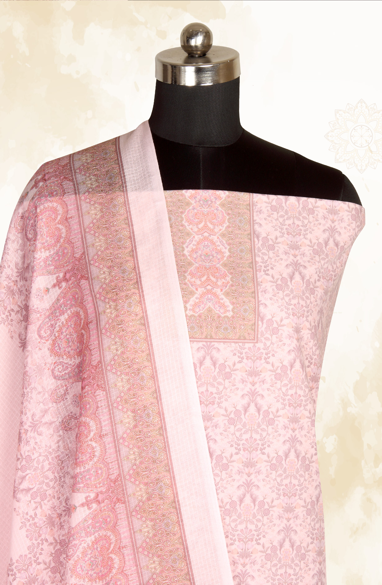 Pink Cotton Voile Digital Printed Salwar Suit - RIV1202H