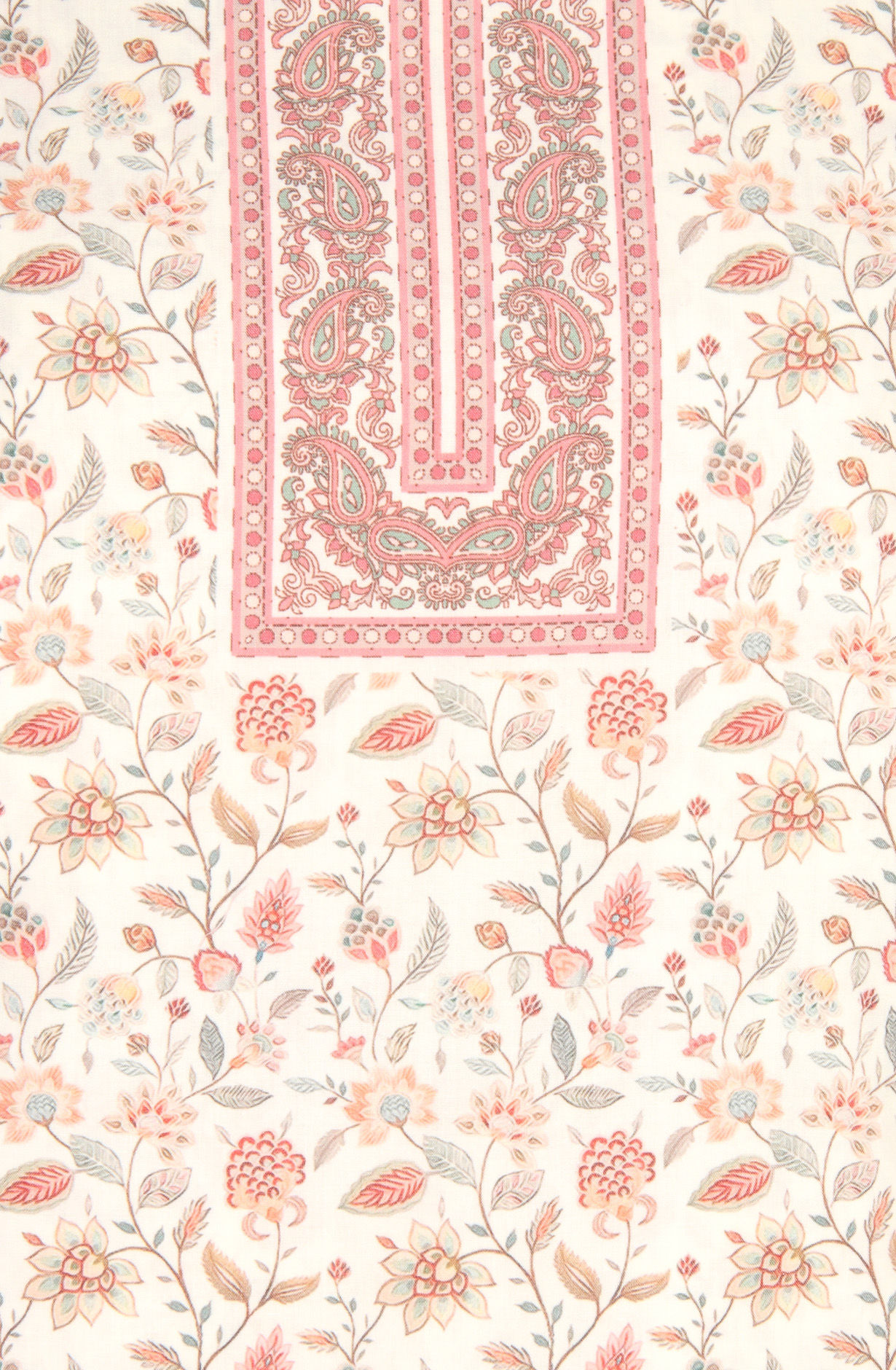 Cream Cotton Voile Digital Printed Salwar Kameez - RIV1278A