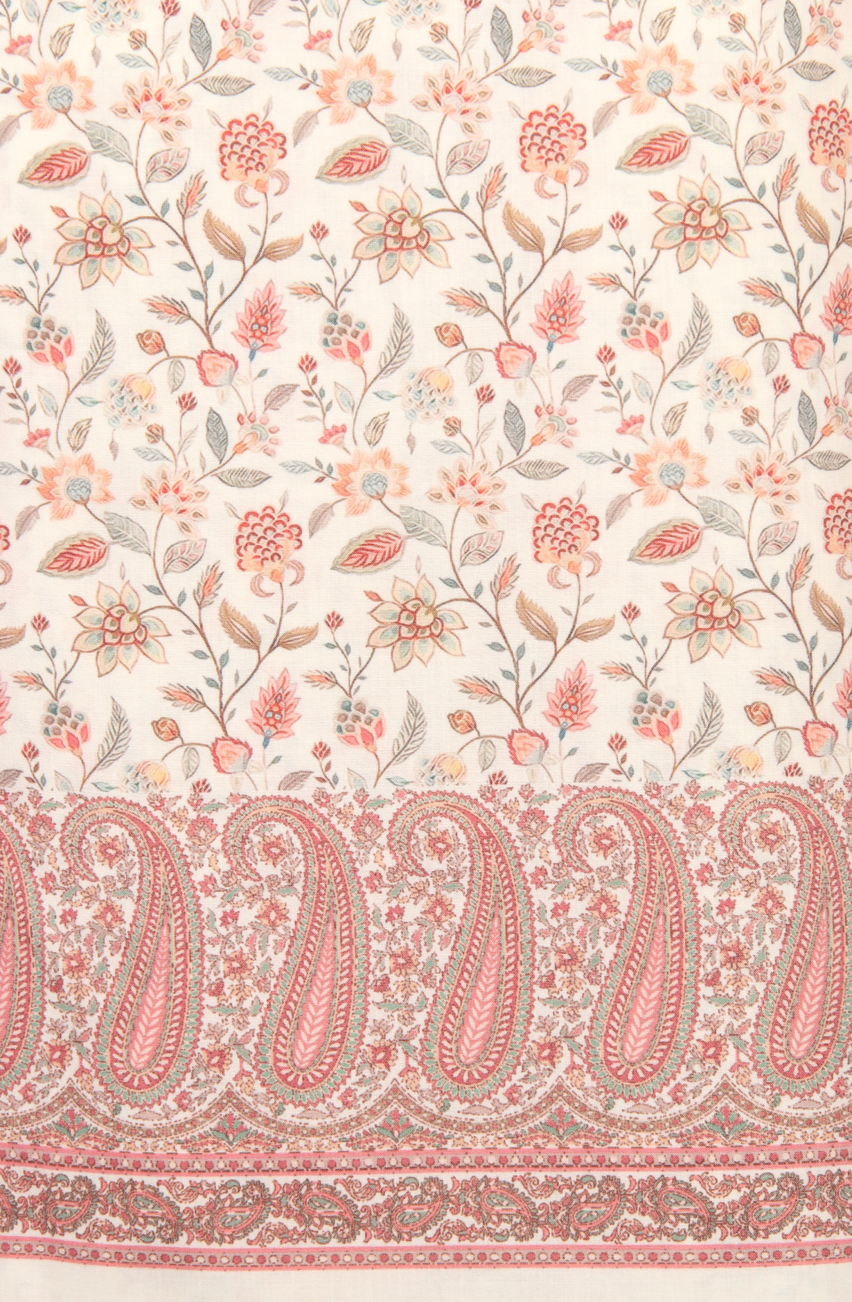 Cream Cotton Voile Digital Printed Salwar Kameez - RIV1278A