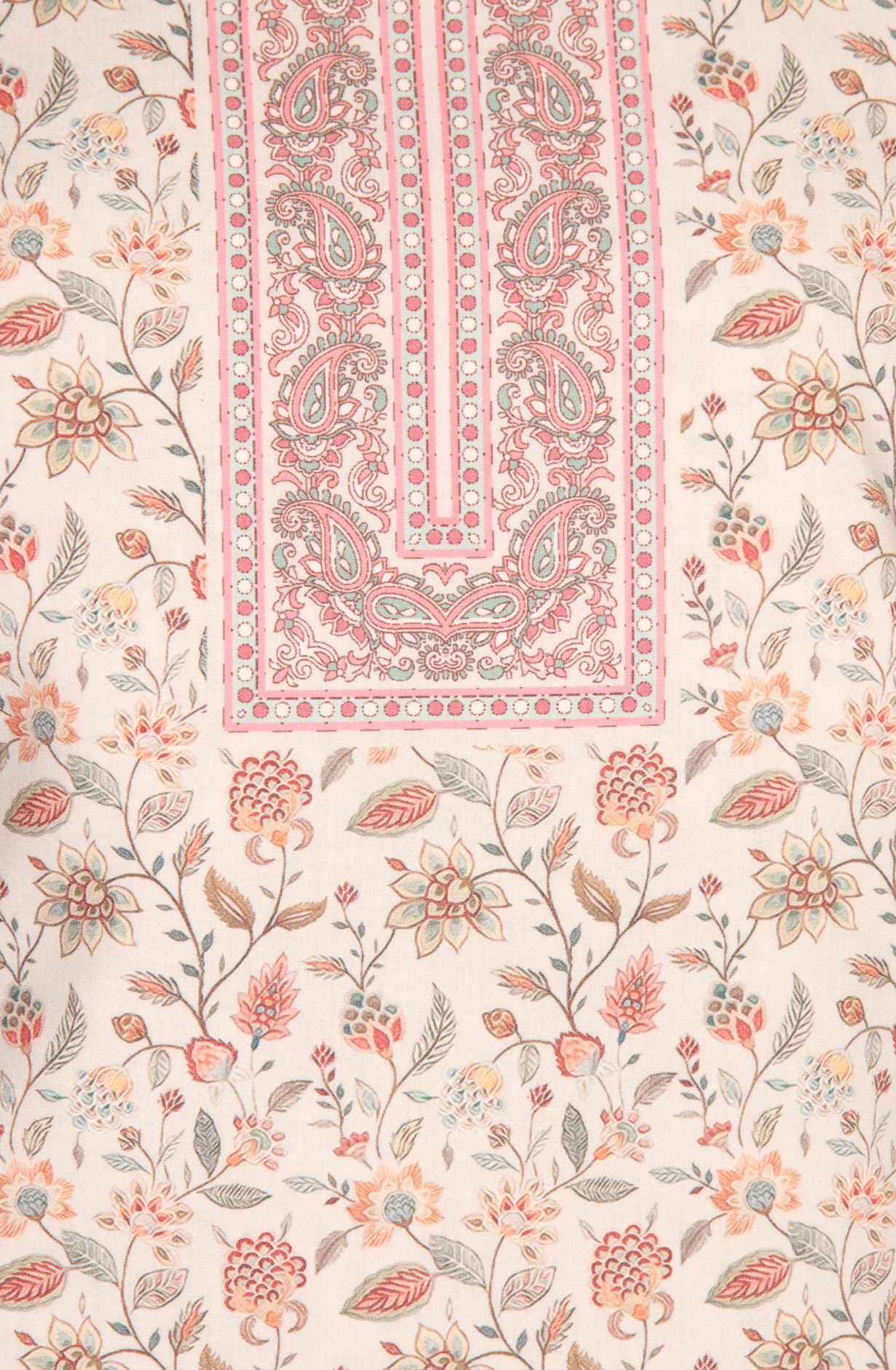 Beige Cotton Voile Digital Printed Salwar Kameez - RIV1278B