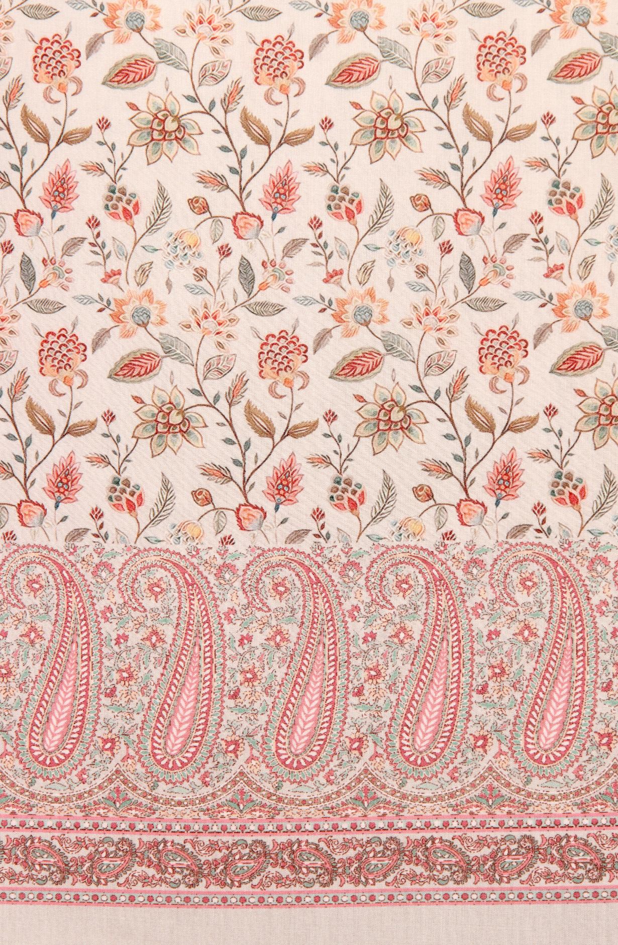 Beige Cotton Voile Digital Printed Salwar Kameez - RIV1278B