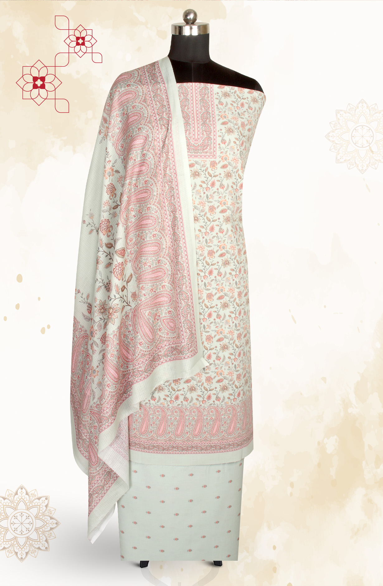 Sea Green Cotton Voile Digital Printed Salwar Kameez - RIV1278C